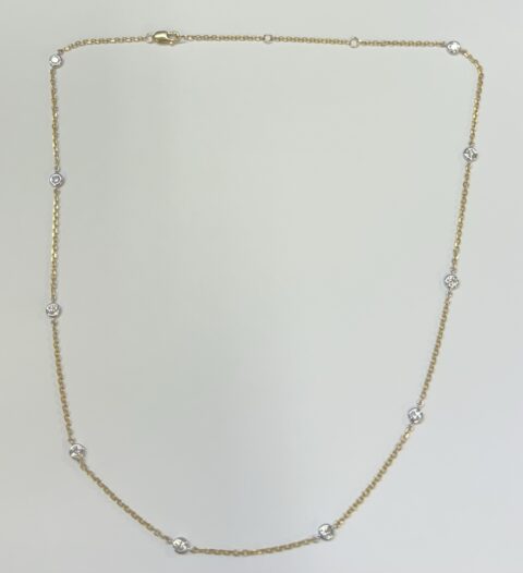 14k 2tone Genuine 1.04 Carat Round Brilliant Cut Diamond By The Yard Necklace