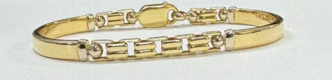 Men’s 18k yellow Gold Bangle & Link Style Bracelet