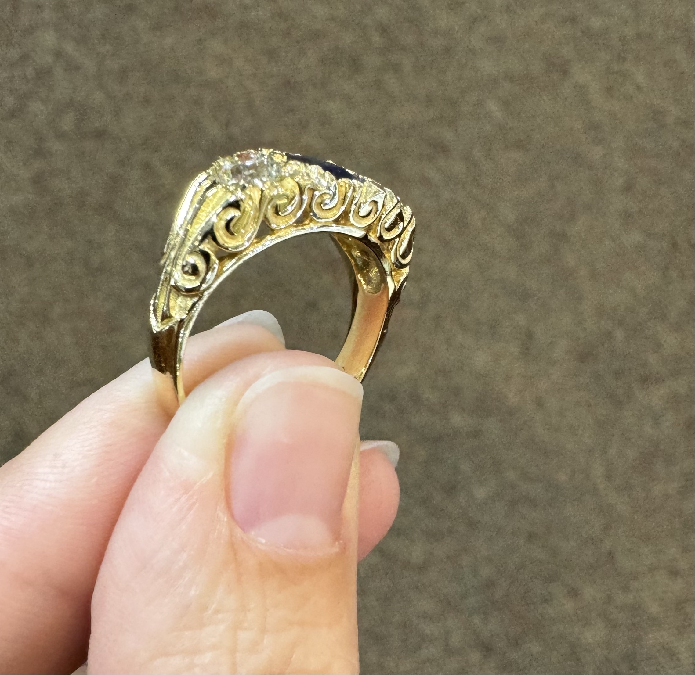 14k Yellow Gold Genuine Ceylon Sapphire & Diamond Ring - Image 21