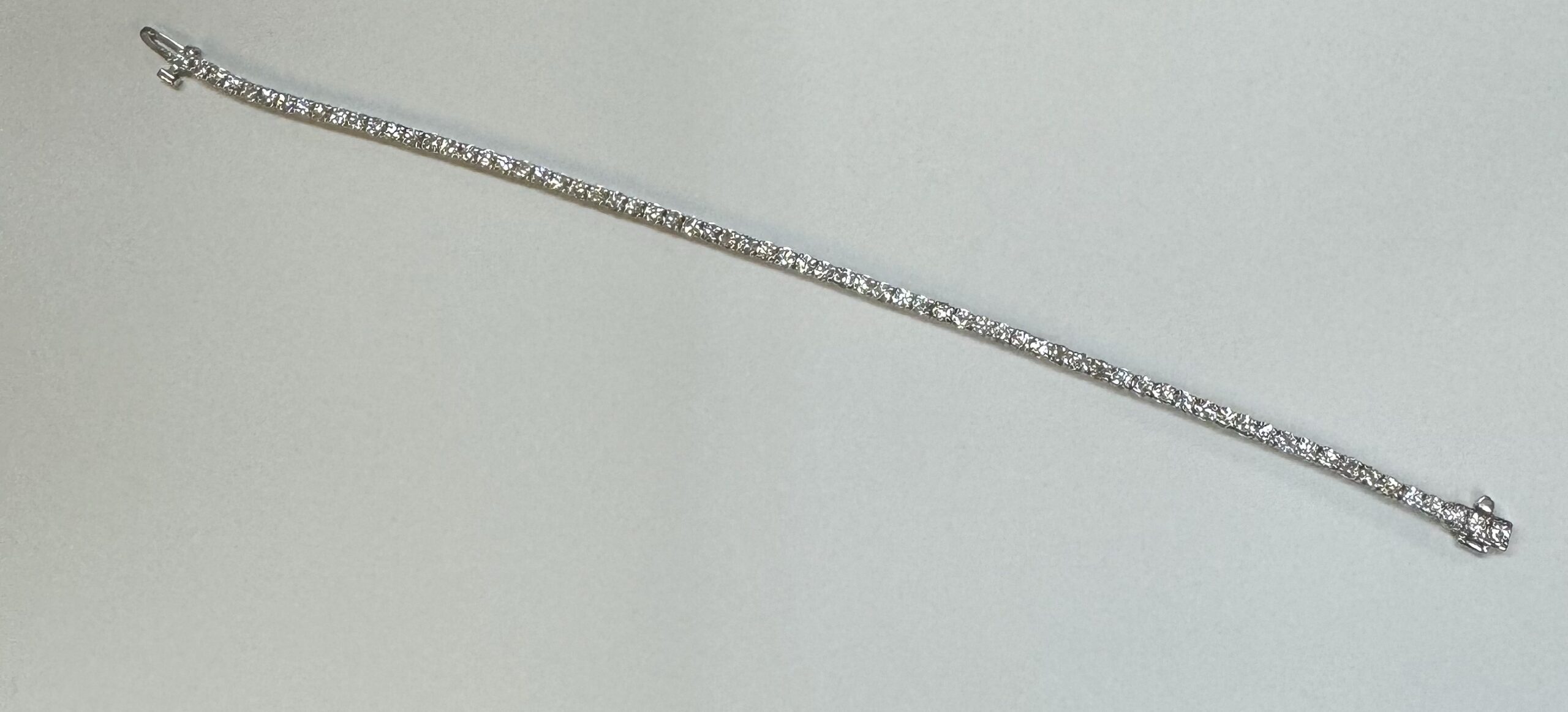 14k White Gold Genuine 3.05 Carat Round Brilliant Cut Diamond Tennis Bracelet - Image 2