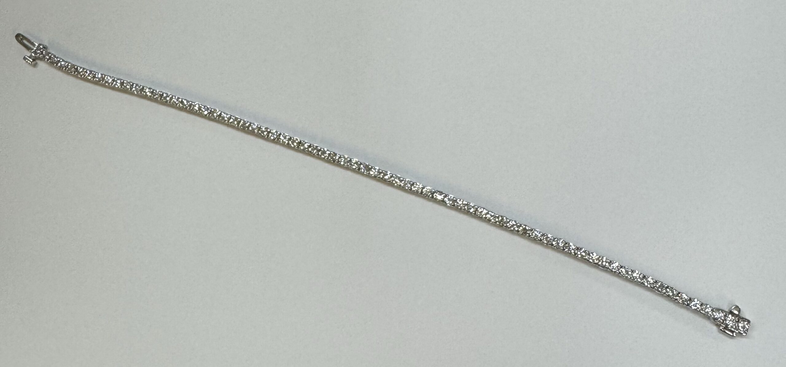 14k White Gold Genuine 3.05 Carat Round Brilliant Cut Diamond Tennis Bracelet - Image 3