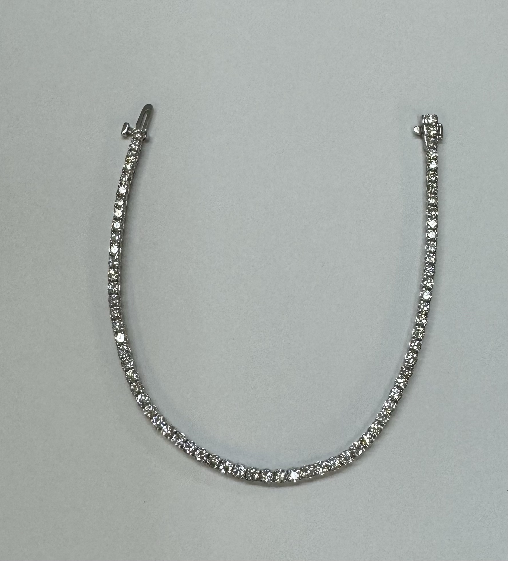 14k White Gold Genuine 3.05 Carat Round Brilliant Cut Diamond Tennis Bracelet - Image 4