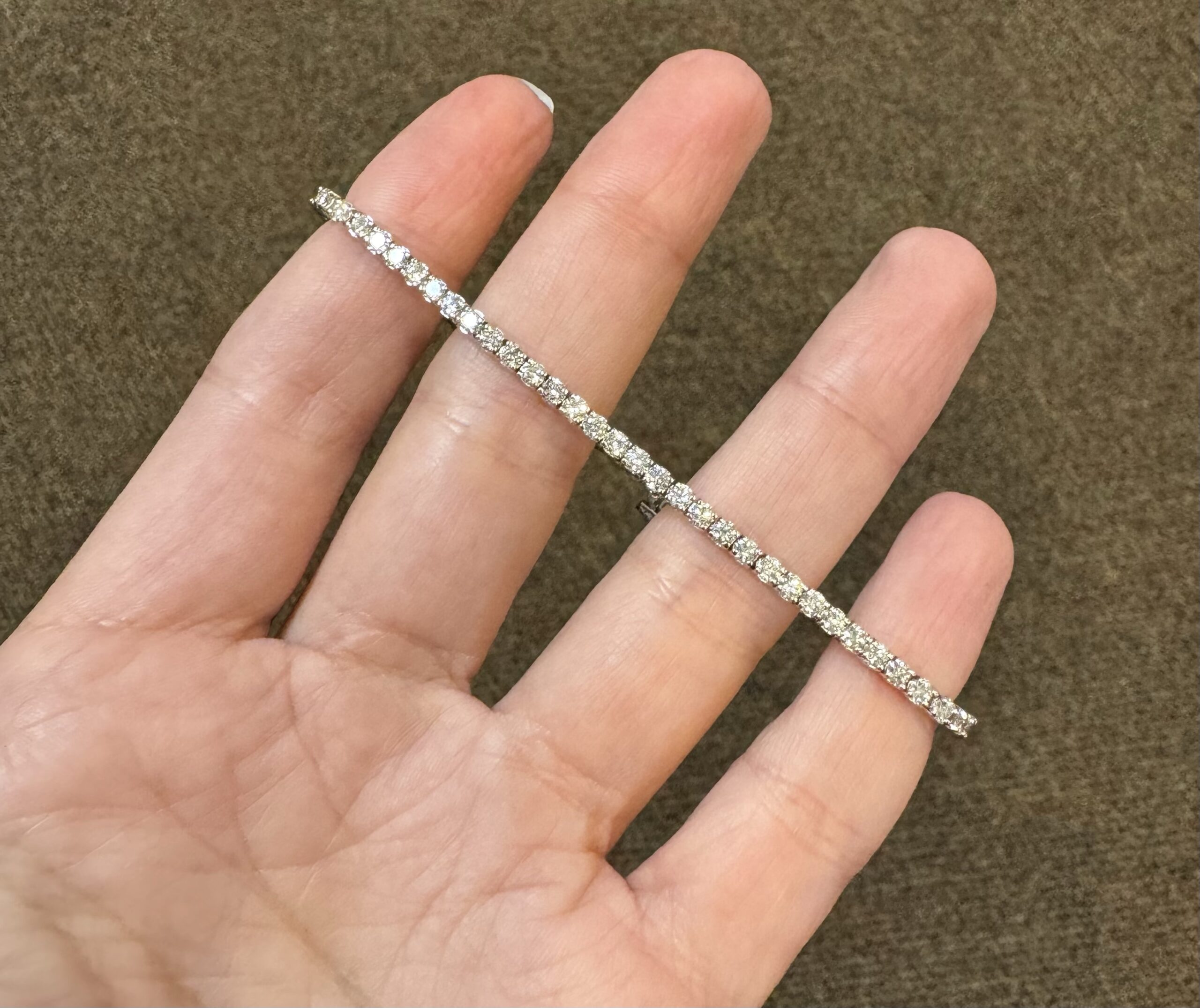14k White Gold Genuine 3.05 Carat Round Brilliant Cut Diamond Tennis Bracelet - Image 14