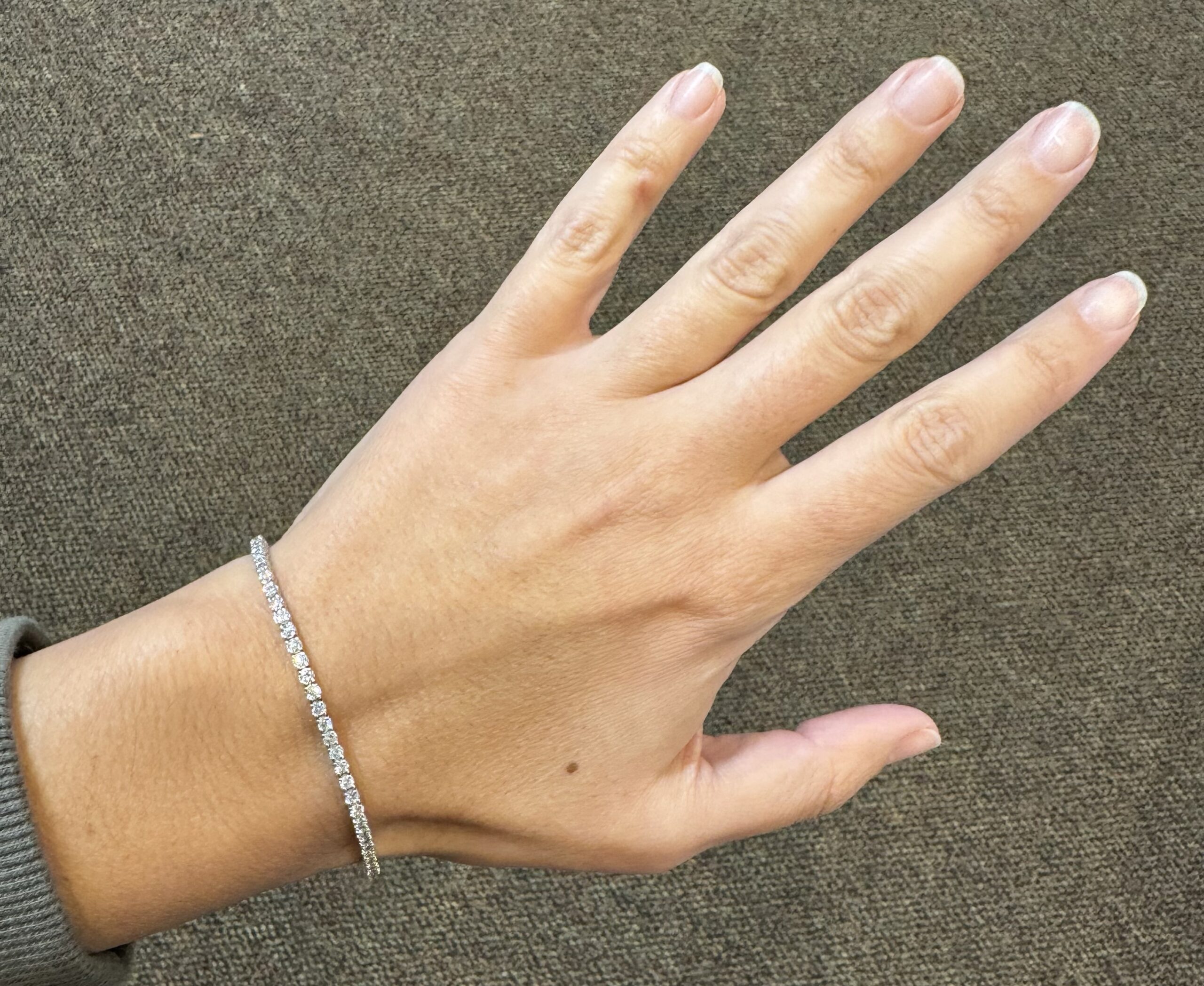 14k White Gold Genuine 3.05 Carat Round Brilliant Cut Diamond Tennis Bracelet - Image 18