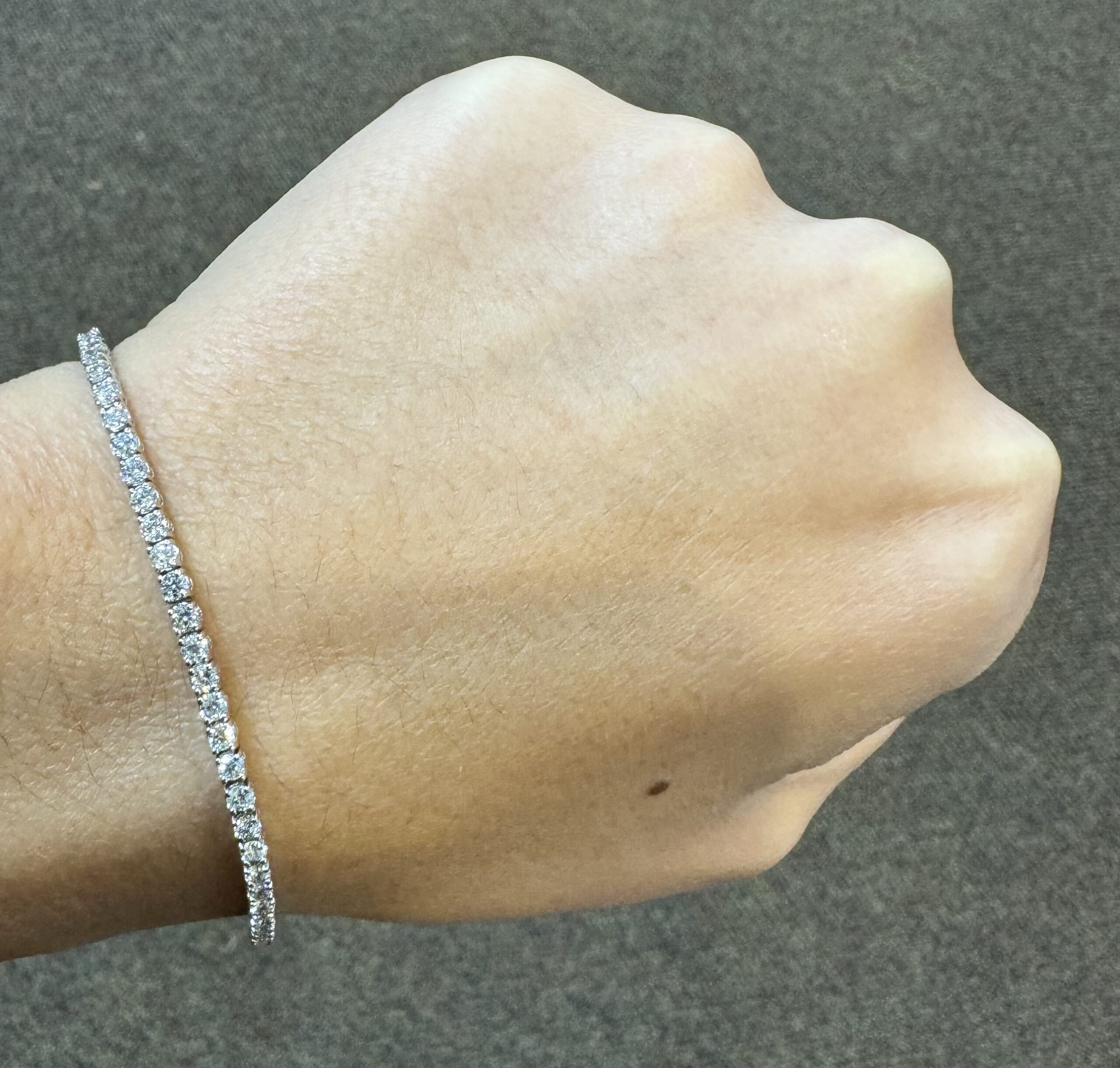 14k White Gold Genuine 3.05 Carat Round Brilliant Cut Diamond Tennis Bracelet - Image 24