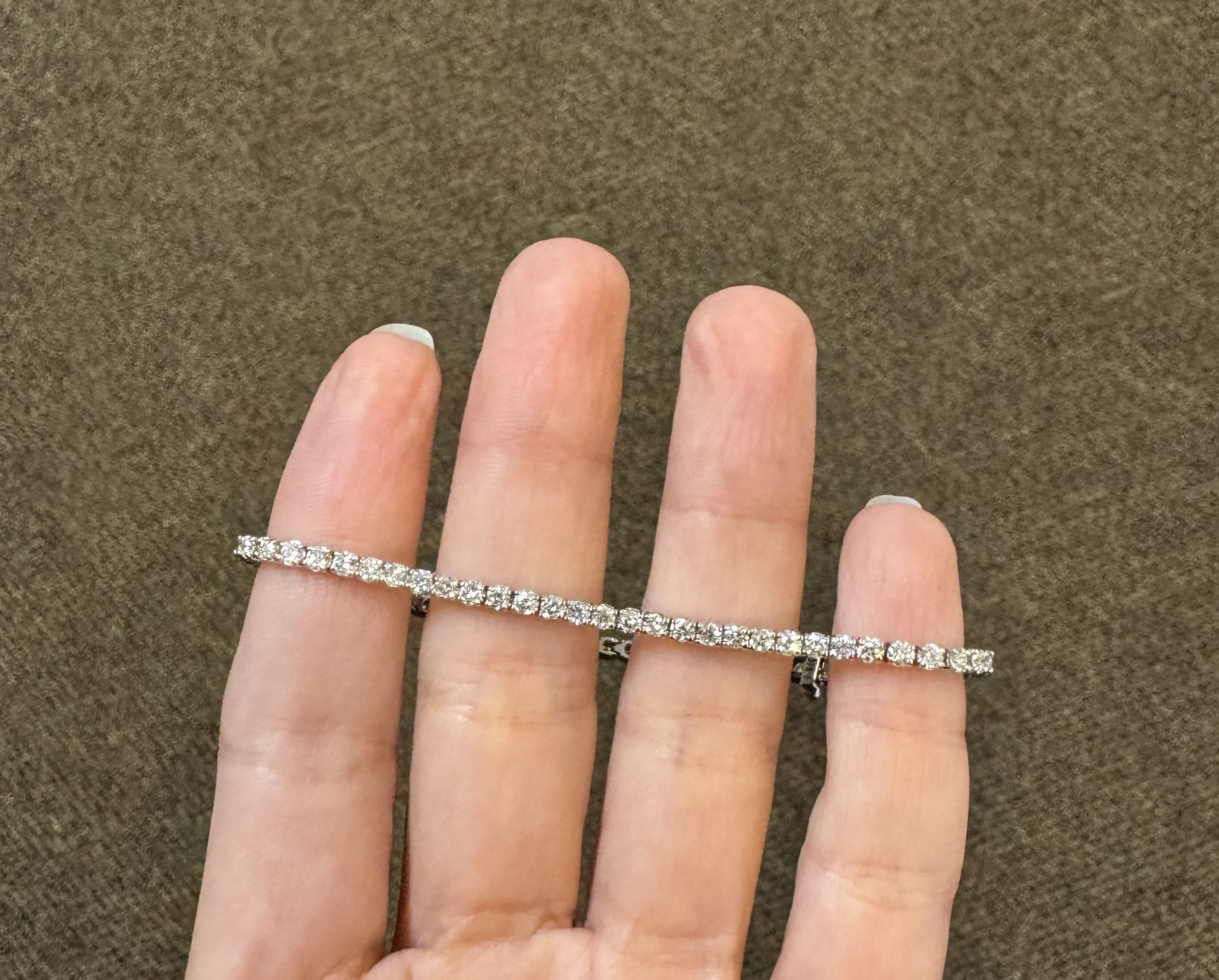 14k White Gold Genuine 3.05 Carat Round Brilliant Cut Diamond Tennis Bracelet - Image 31