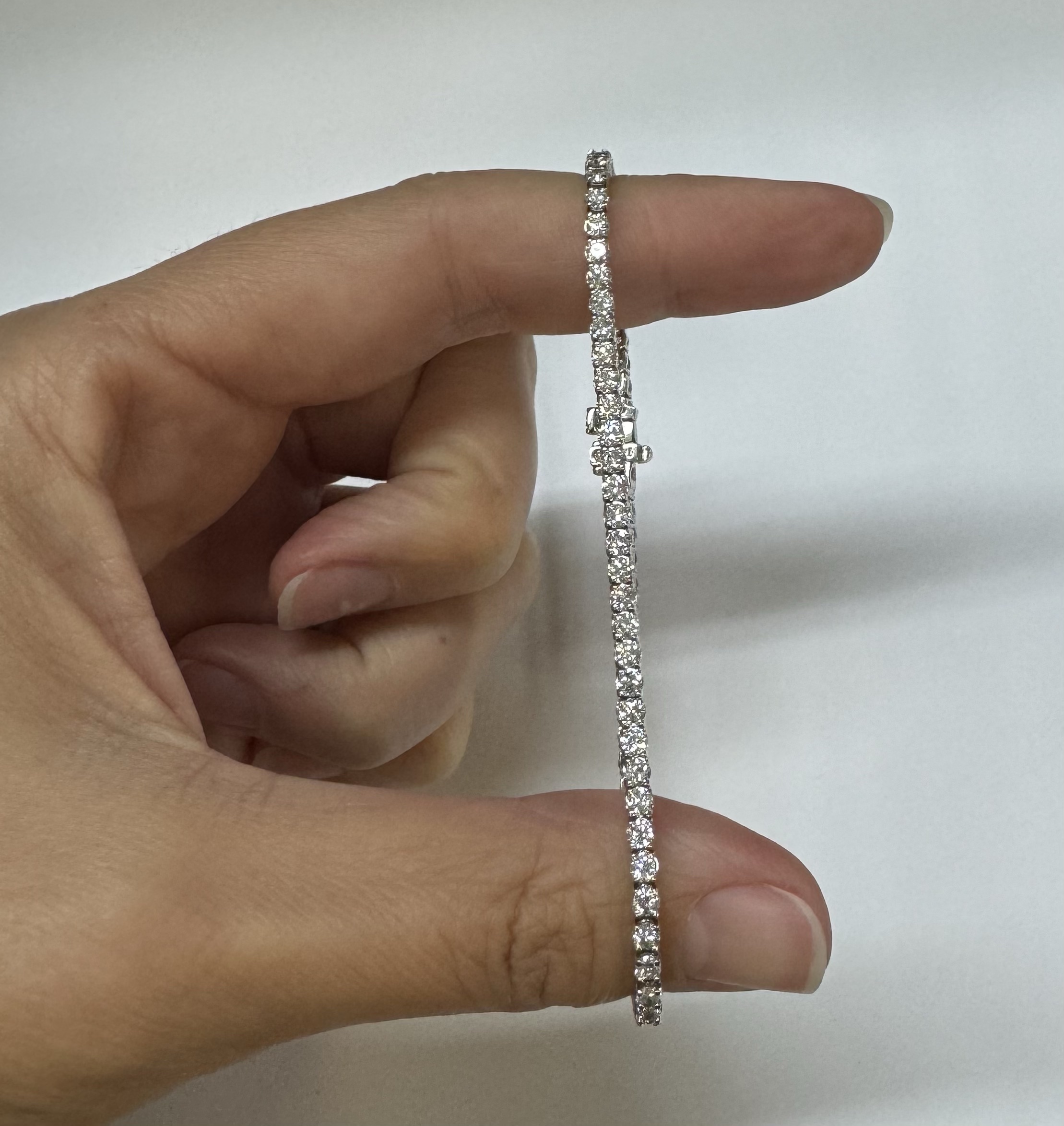 14k White Gold Genuine 3.05 Carat Round Brilliant Cut Diamond Tennis Bracelet - Image 33