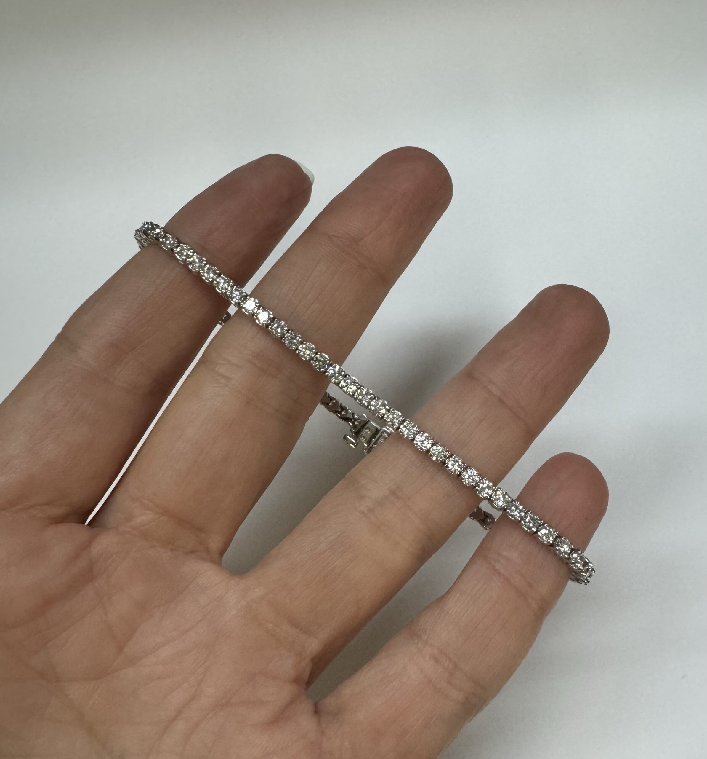 14k White Gold Genuine 3.05 Carat Round Brilliant Cut Diamond Tennis Bracelet - Image 40