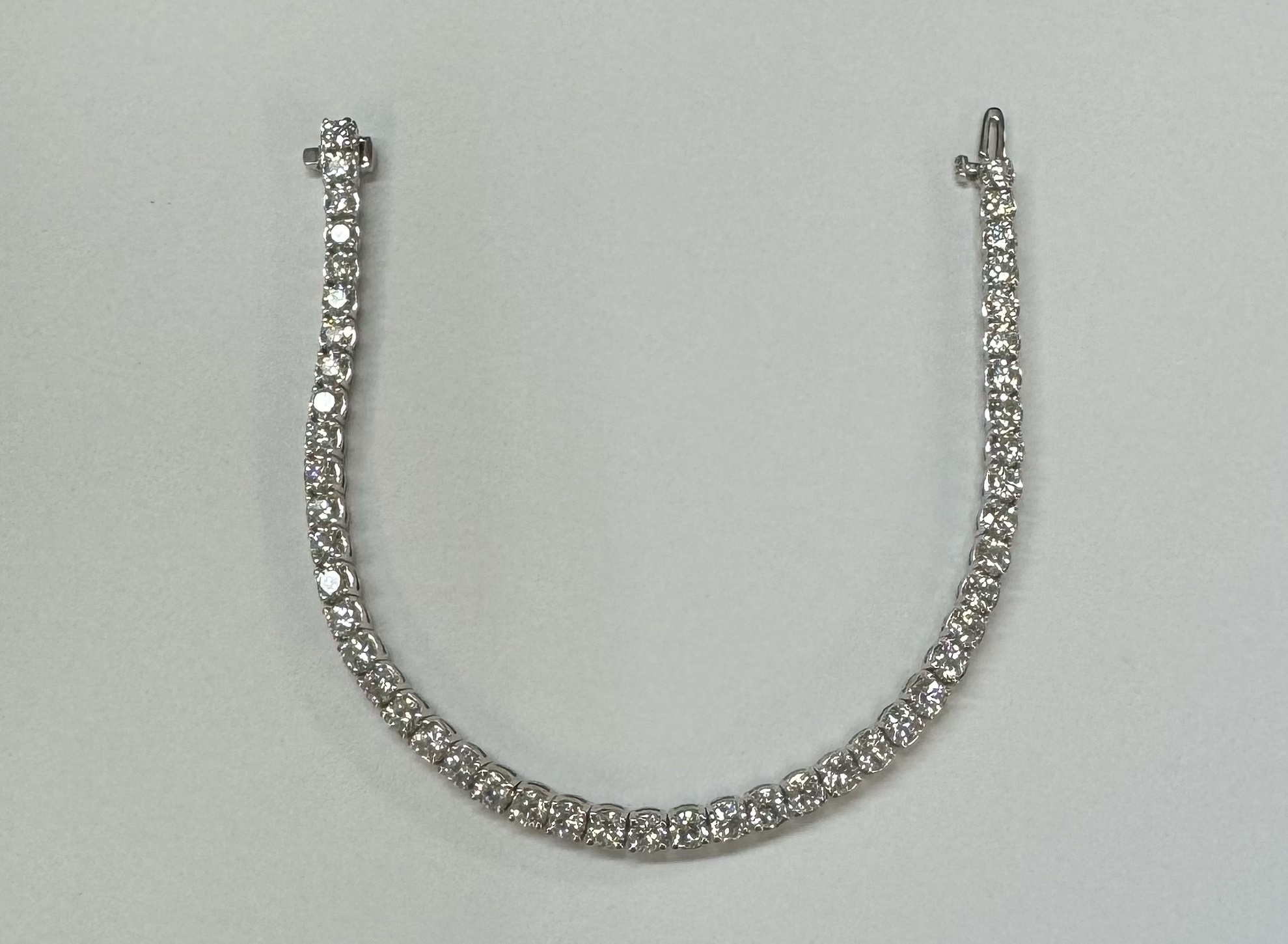 14k White Gold Genuine 7.19 Carat Round Brilliant Cut Diamond Tennis Bracelet - Image 11