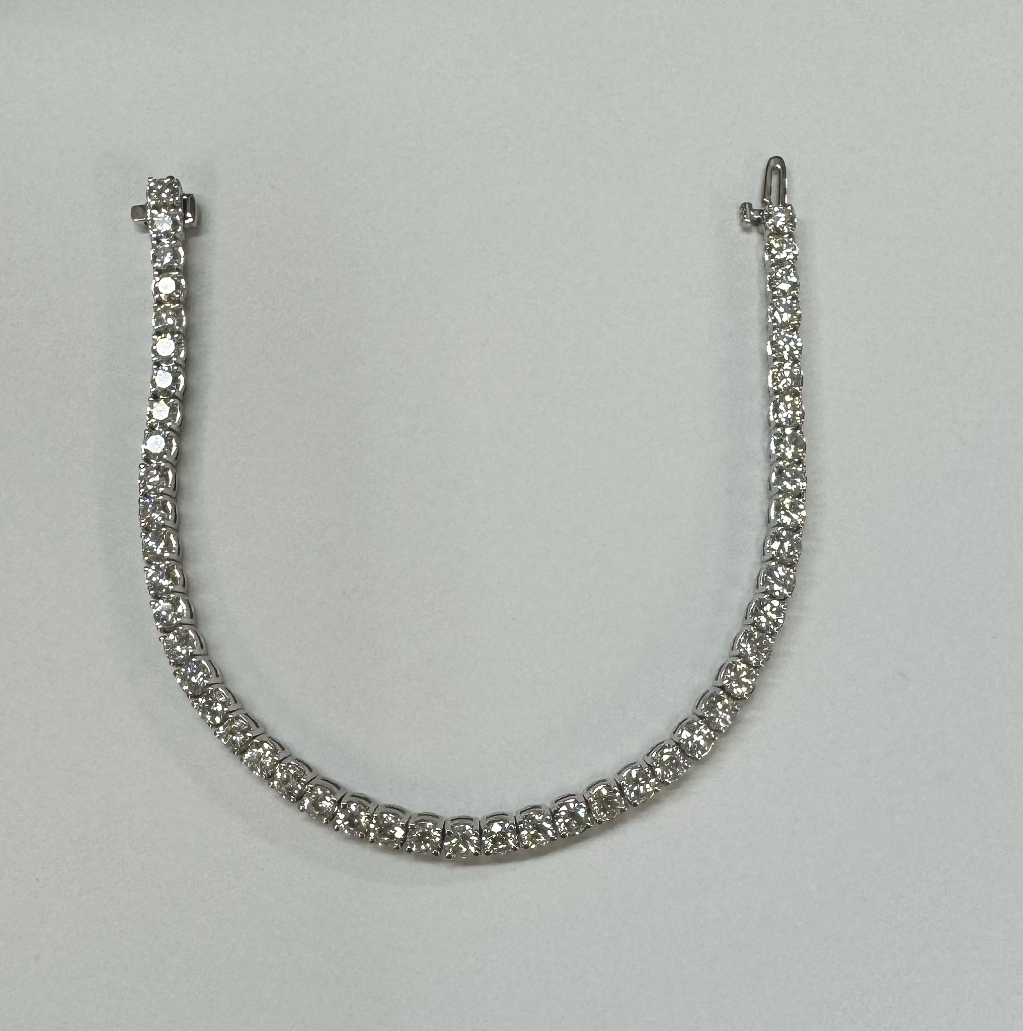 14k White Gold Genuine 7.19 Carat Round Brilliant Cut Diamond Tennis Bracelet - Image 12