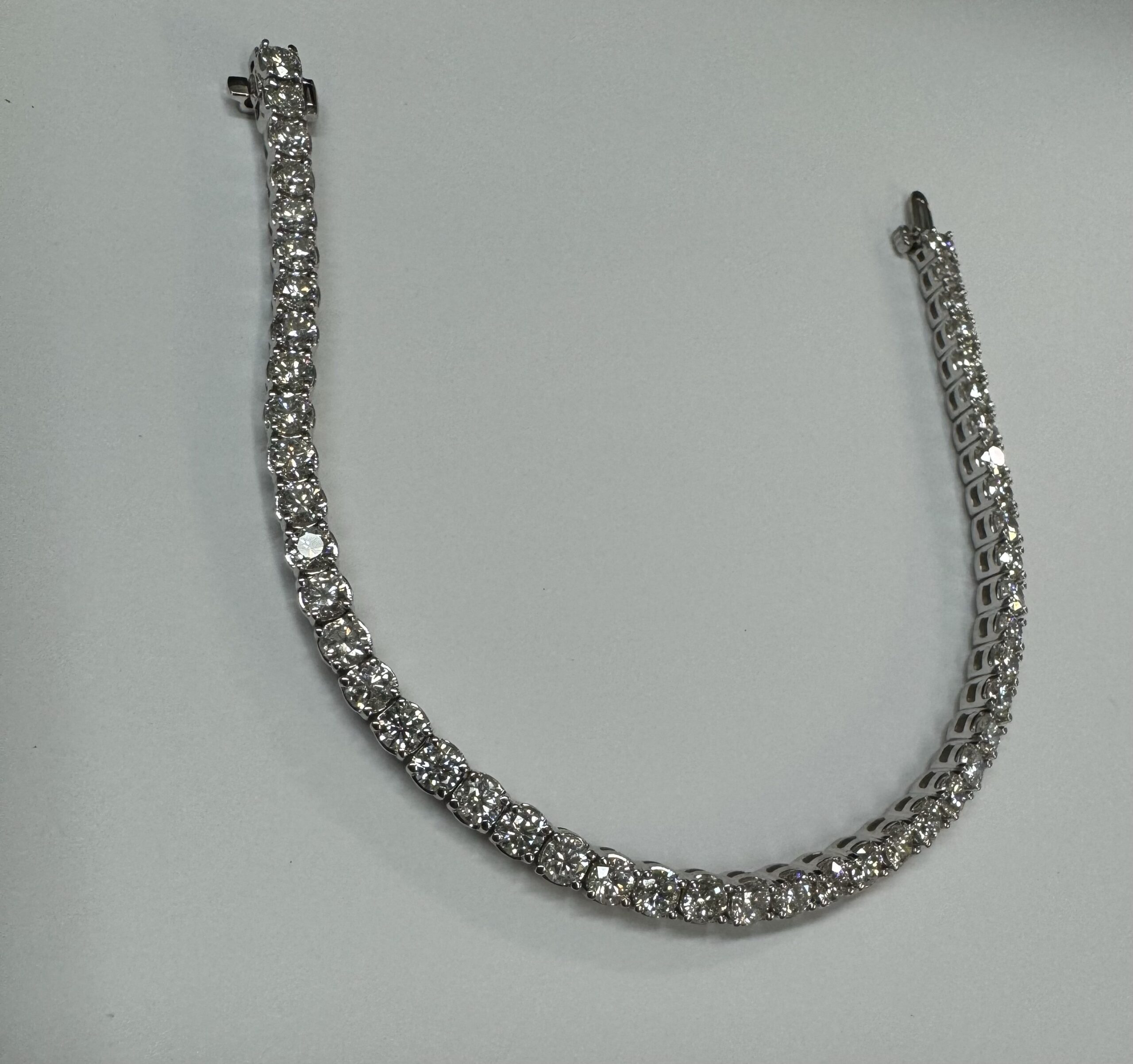 14k White Gold Genuine 7.19 Carat Round Brilliant Cut Diamond Tennis Bracelet - Image 13