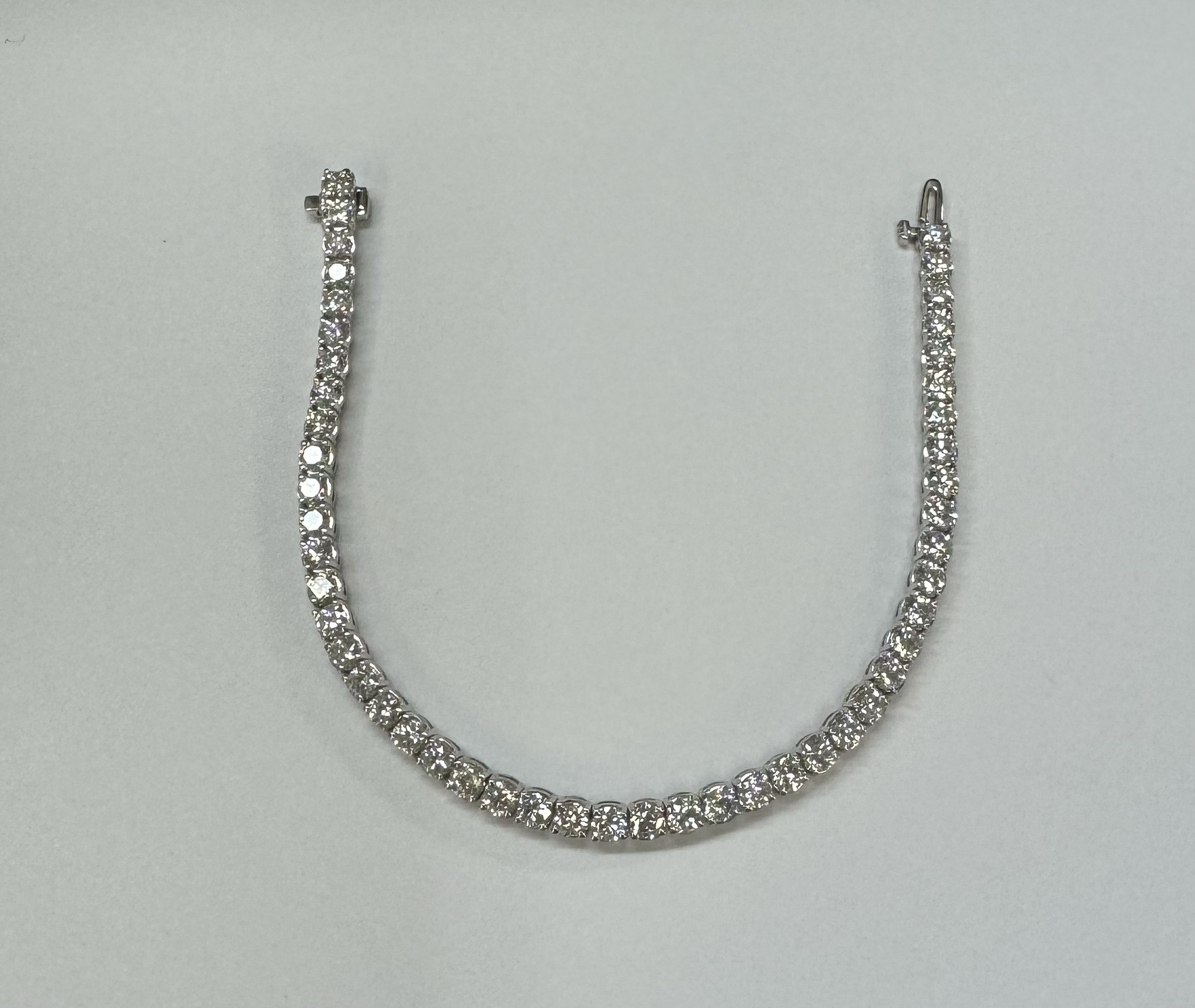 14k White Gold Genuine 7.19 Carat Round Brilliant Cut Diamond Tennis Bracelet - Image 16