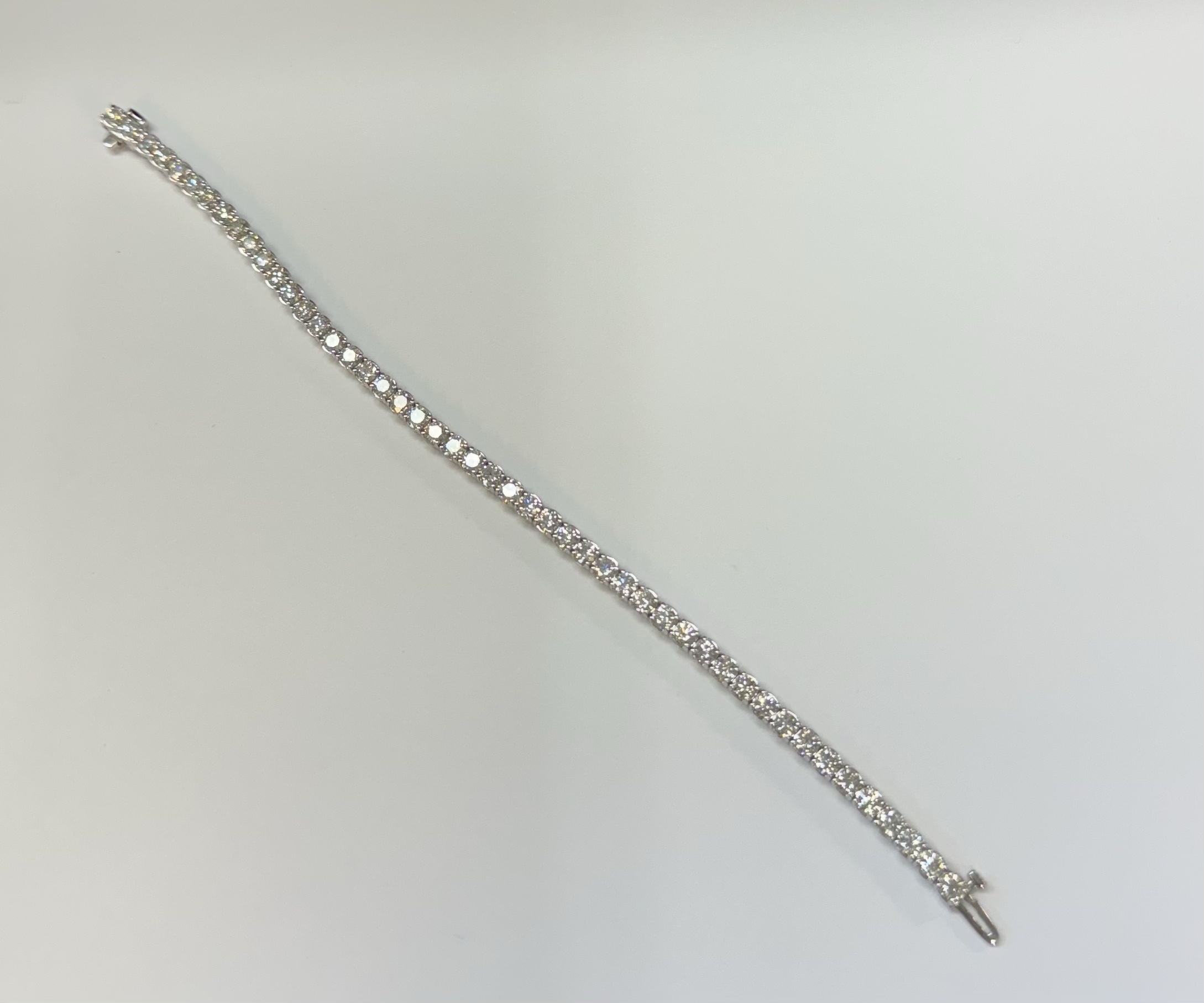 14k White Gold Genuine 7.19 Carat Round Brilliant Cut Diamond Tennis Bracelet - Image 18