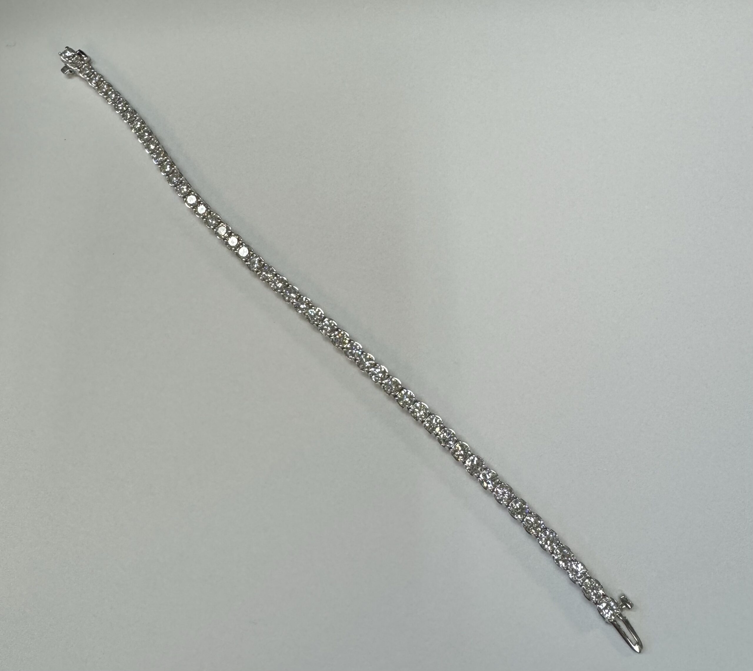 14k White Gold Genuine 7.19 Carat Round Brilliant Cut Diamond Tennis Bracelet - Image 19