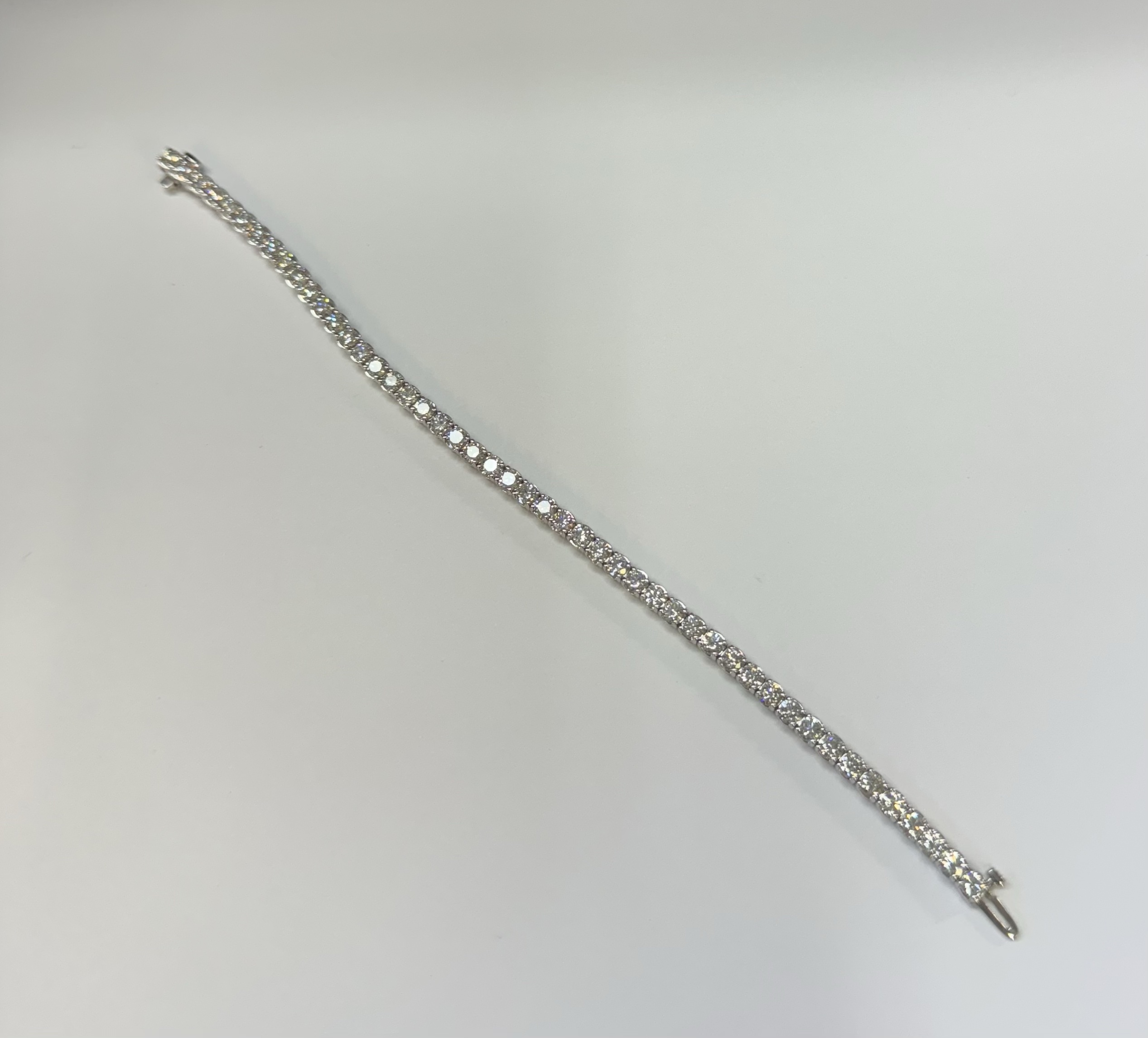 14k White Gold Genuine 7.19 Carat Round Brilliant Cut Diamond Tennis Bracelet - Image 22