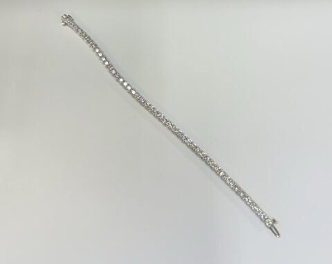 14k White Gold Genuine 7.19 Carat Round Brilliant Cut Diamond Tennis Bracelet