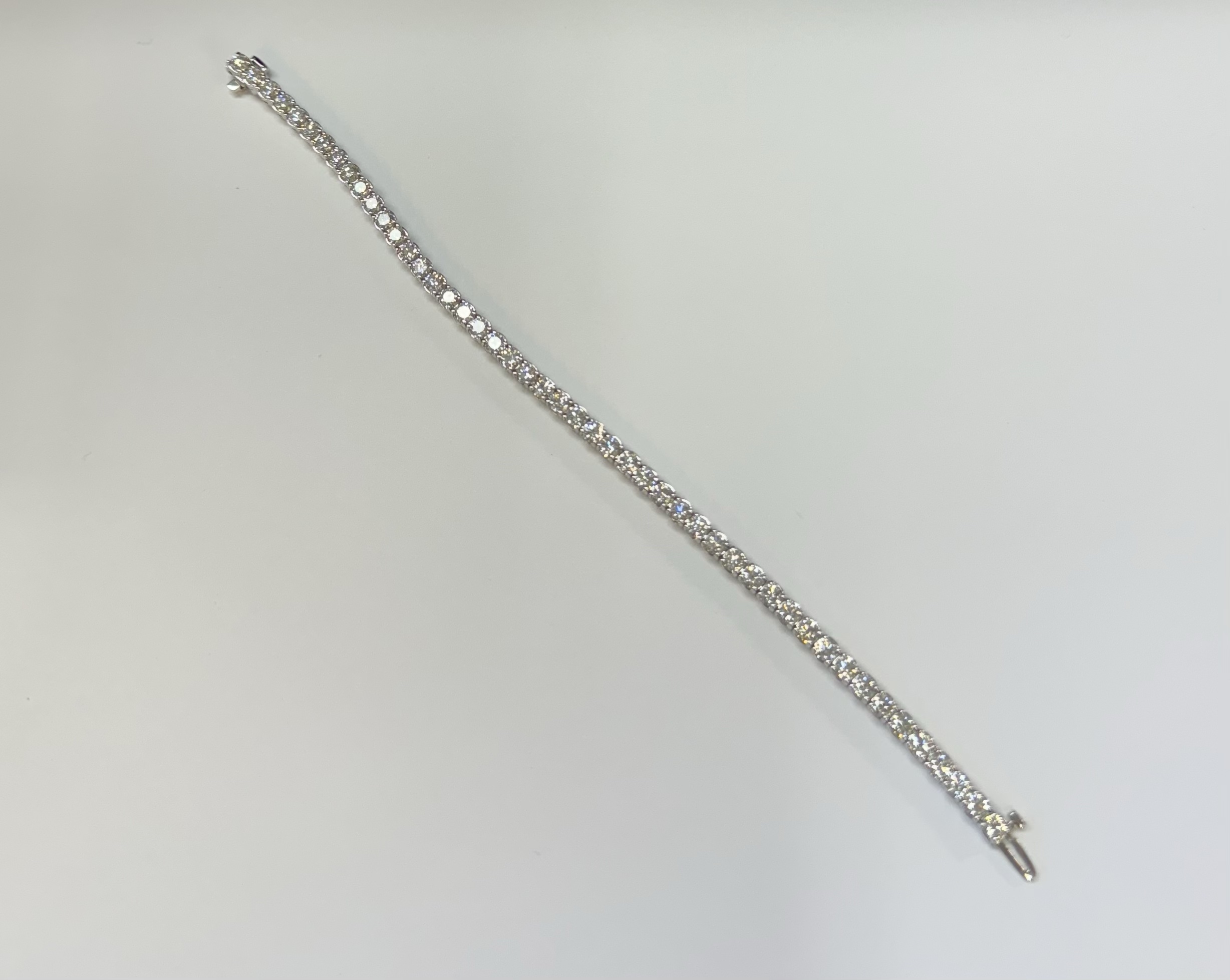 14k White Gold Genuine 7.19 Carat Round Brilliant Cut Diamond Tennis Bracelet - Image 23