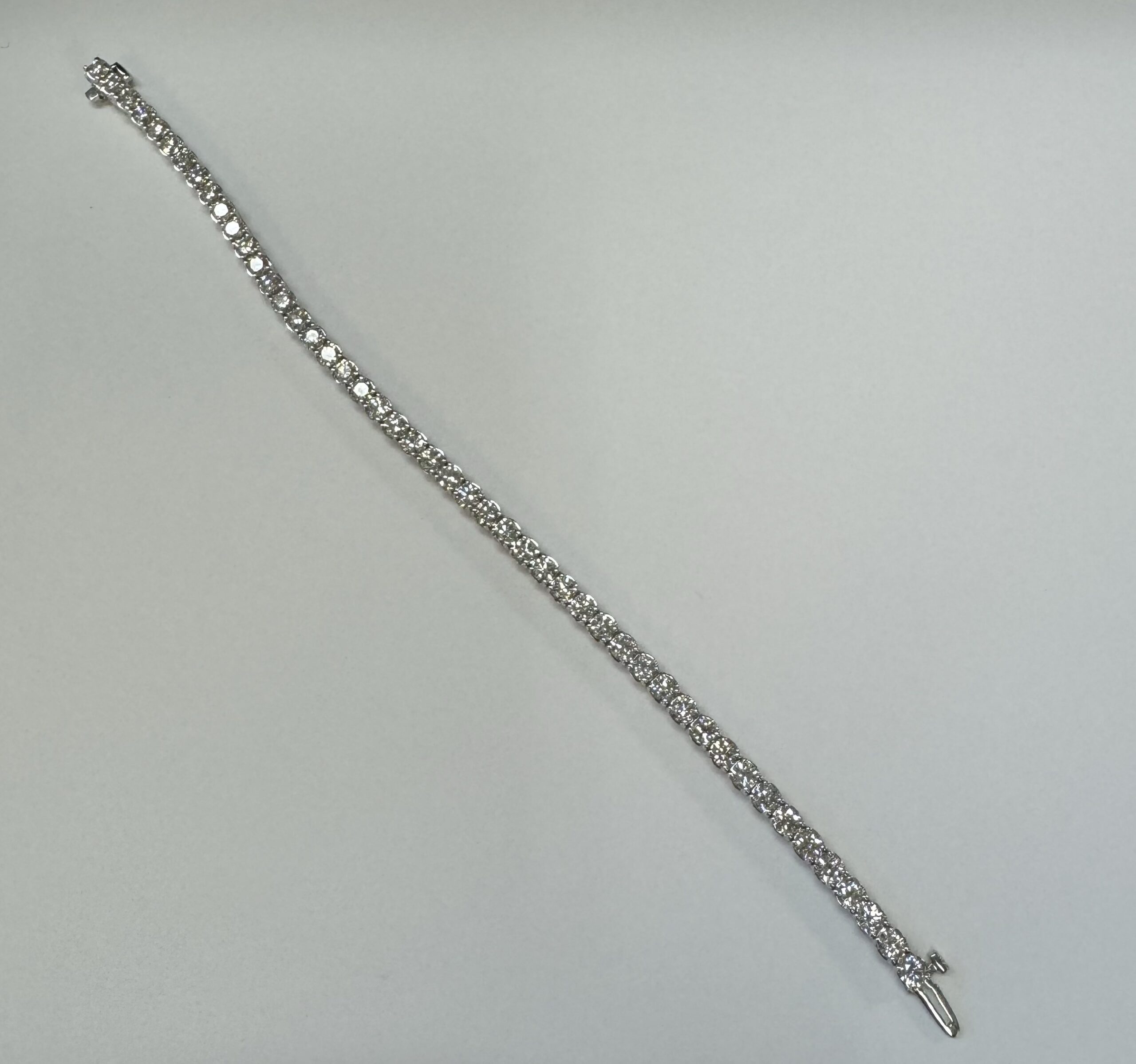 14k White Gold Genuine 7.19 Carat Round Brilliant Cut Diamond Tennis Bracelet - Image 24