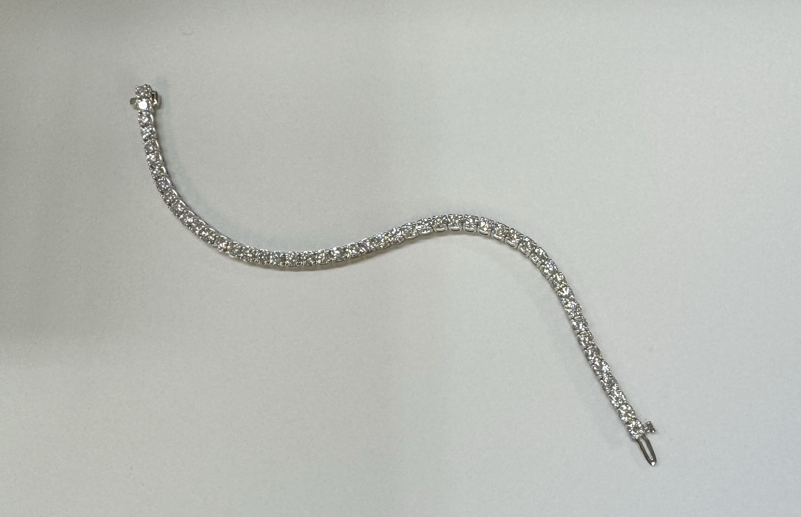14k White Gold Genuine 7.19 Carat Round Brilliant Cut Diamond Tennis Bracelet - Image 26
