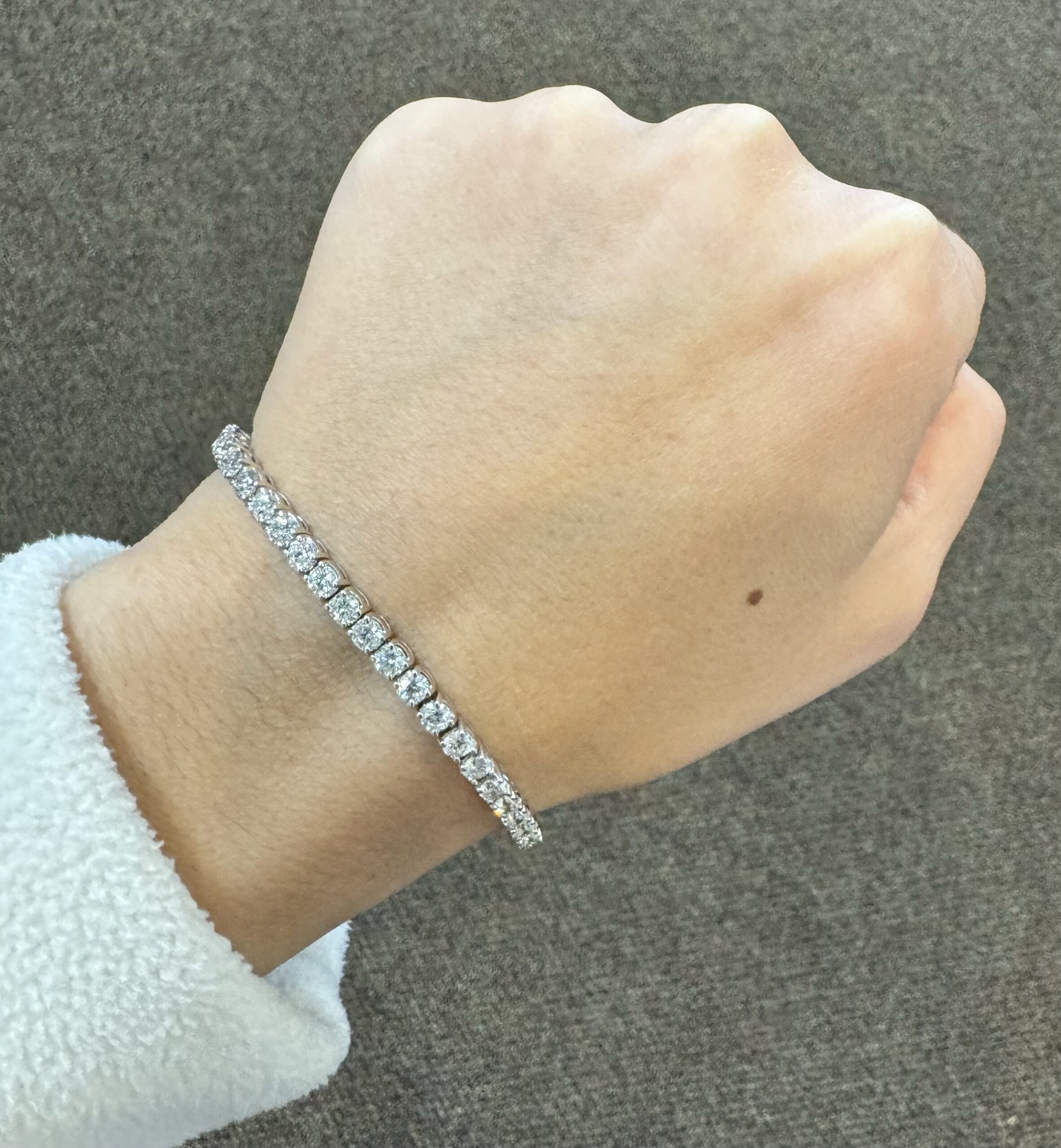 14k White Gold Genuine 7.19 Carat Round Brilliant Cut Diamond Tennis Bracelet - Image 32