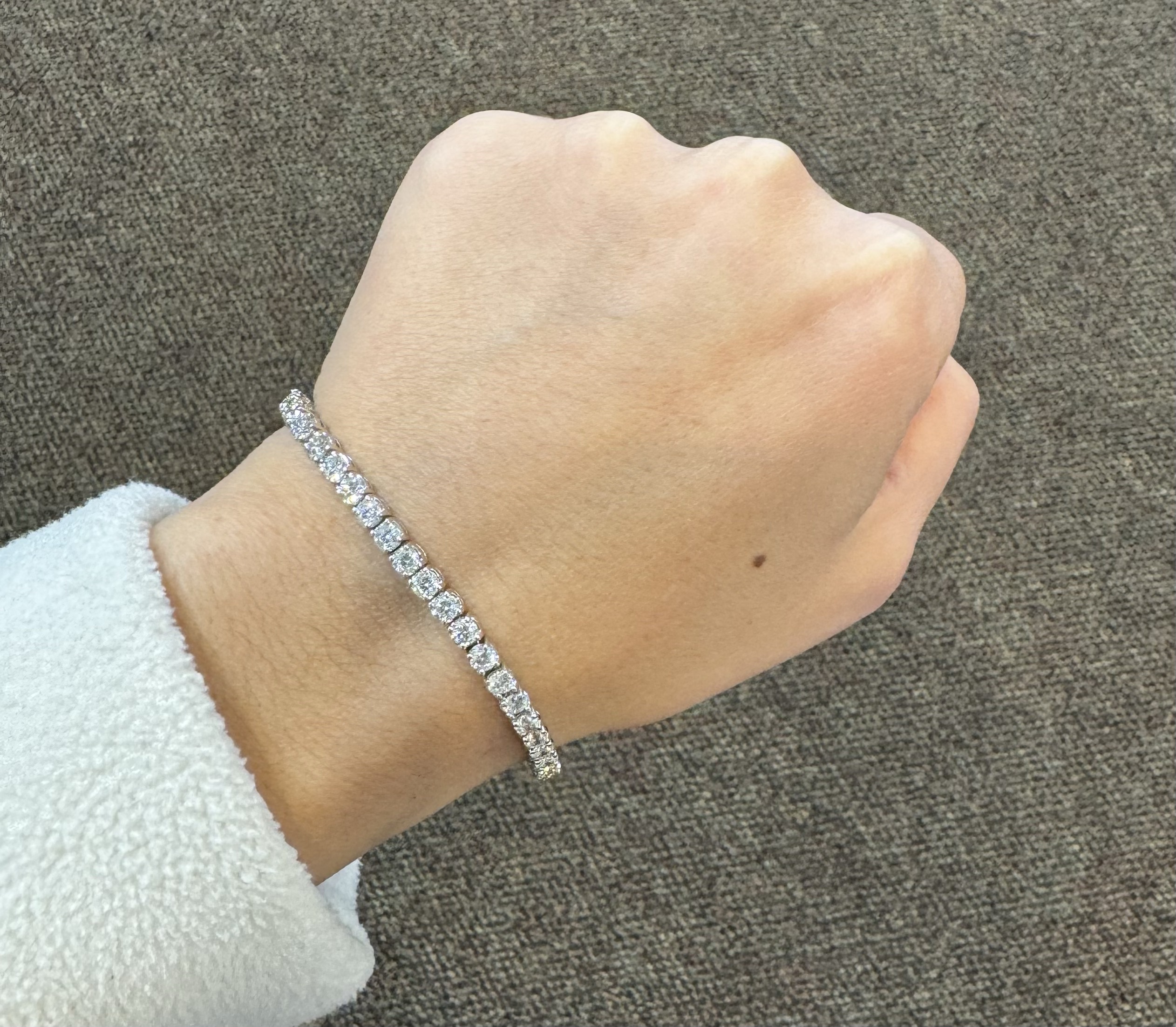 14k White Gold Genuine 7.19 Carat Round Brilliant Cut Diamond Tennis Bracelet - Image 33