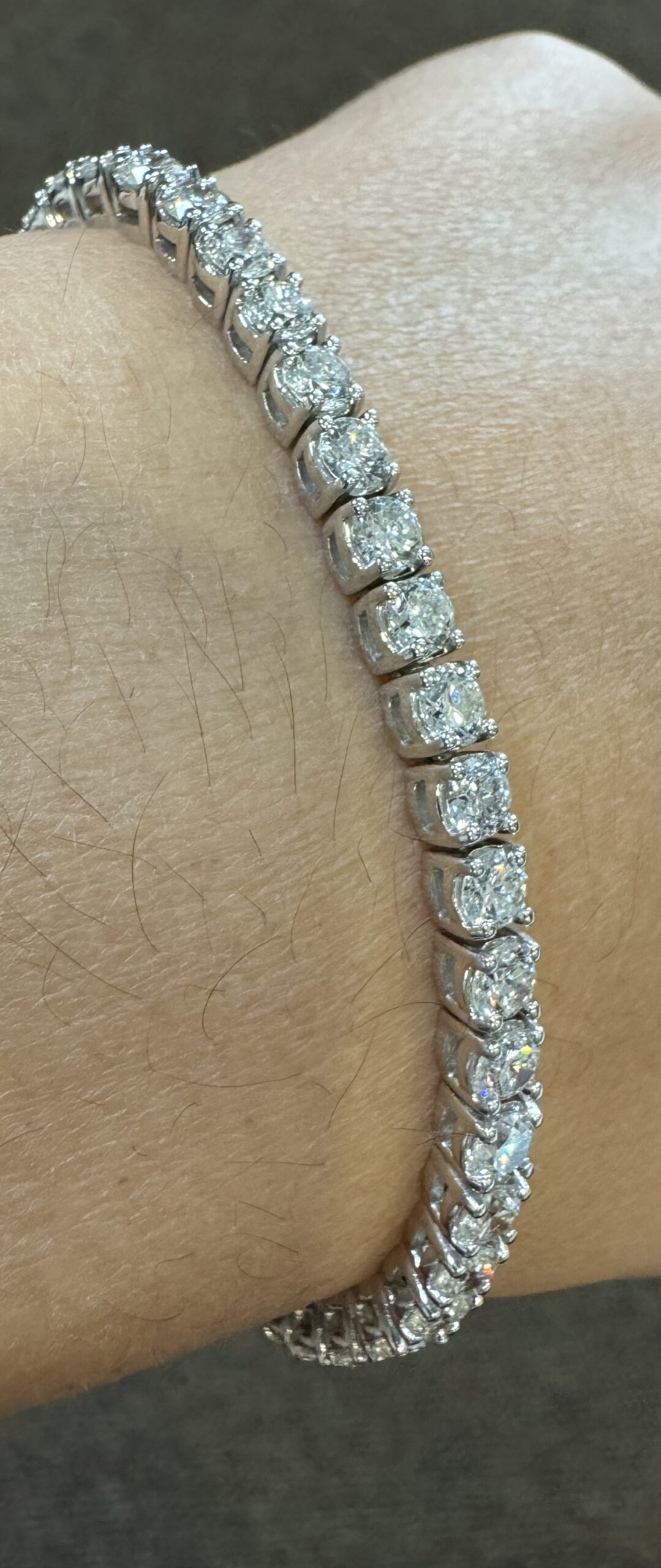 14k White Gold Genuine 7.19 Carat Round Brilliant Cut Diamond Tennis Bracelet - Image 38