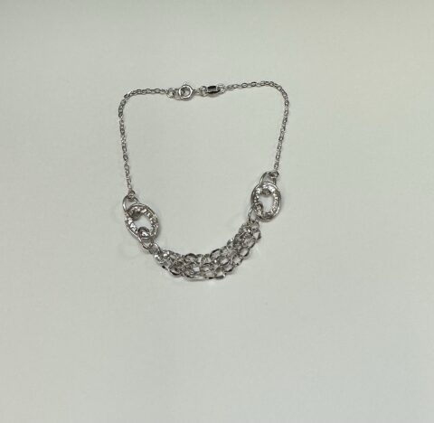 18k White Gold Open Oval Link & Chain Bracelet