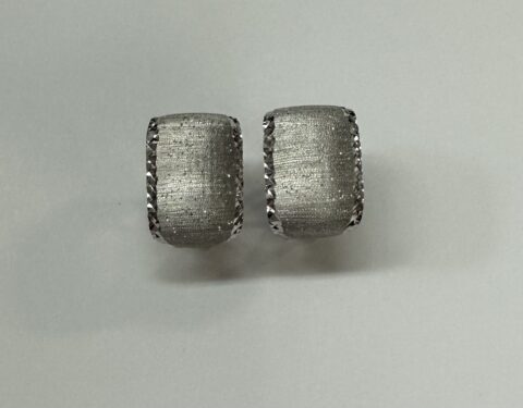 18k White Gold Diamanté’ Finish Hoop Style Post & Clip Earrings