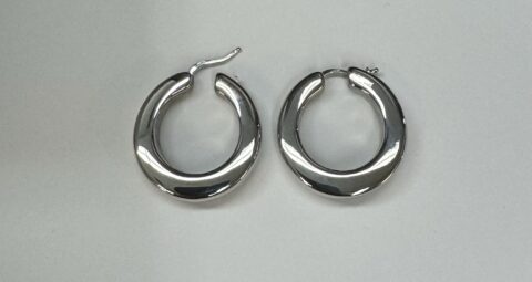 18k White Gold Large Round Hoop Earrings