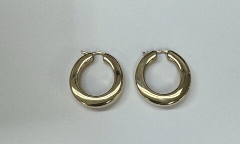 18k Yellow Gold Large Round Hoop Earrings
