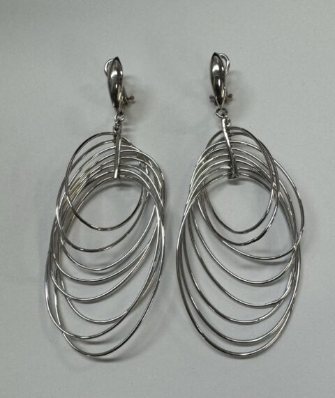 18k White Gold Dangle Lever Back Earrings