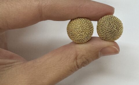 18k Yellow Gold Domed Rope Style Post & Clip Earrings