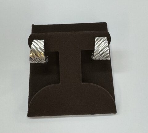 18k White Gold J Hoop Style Post & Clip Earrings