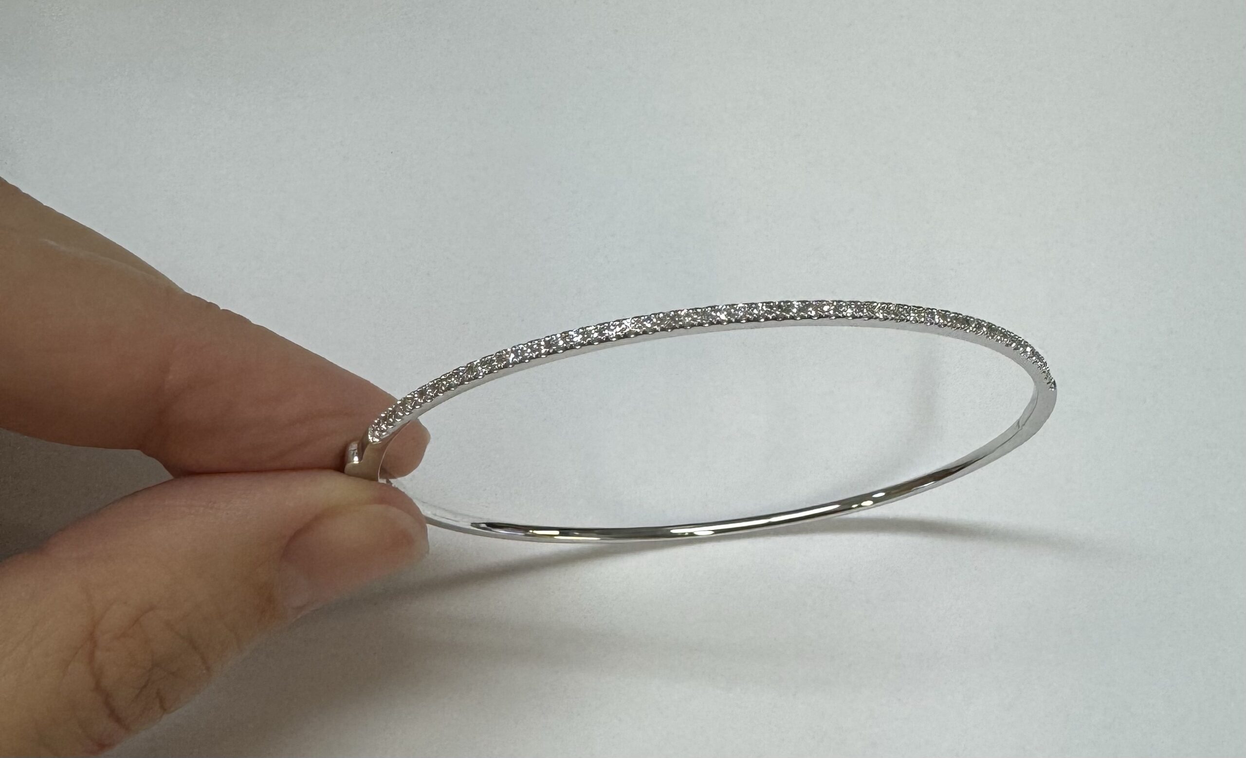 14k White Gold Genuine .39 Cttw Round Brilliant Cut Diamond Bangle Bracelet - Image 19