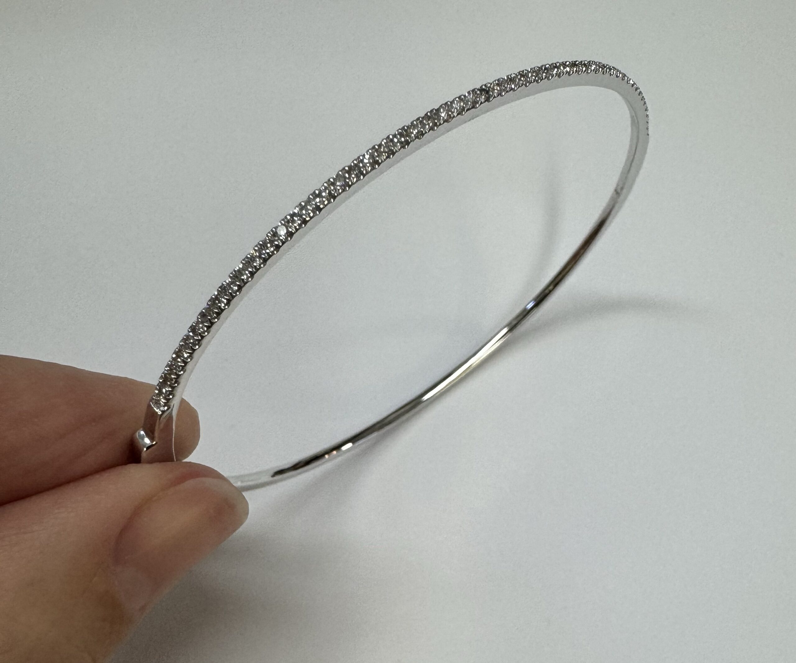 14k White Gold Genuine .39 Cttw Round Brilliant Cut Diamond Bangle Bracelet - Image 22