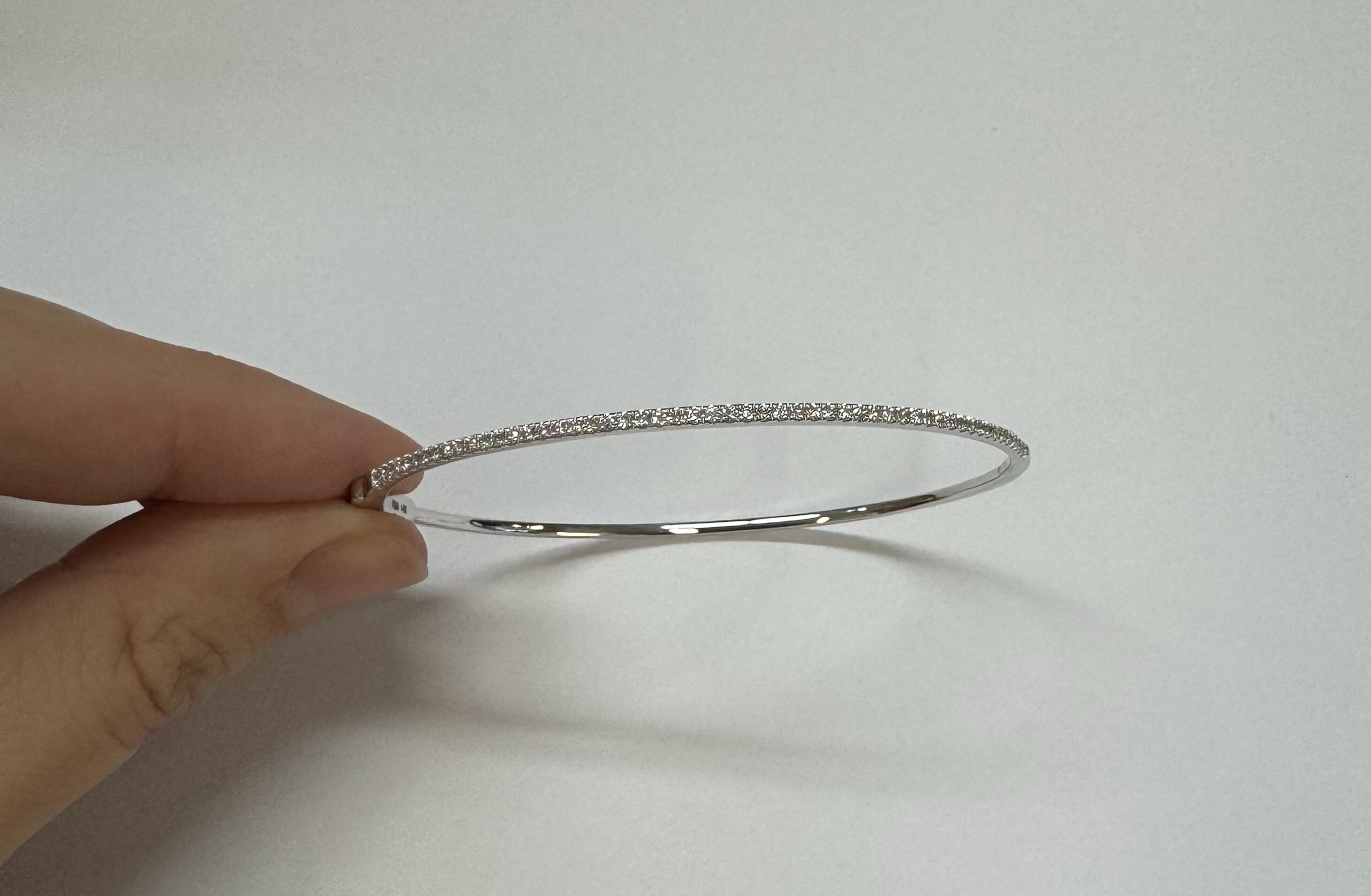 14k White Gold Genuine .39 Cttw Round Brilliant Cut Diamond Bangle Bracelet - Image 24