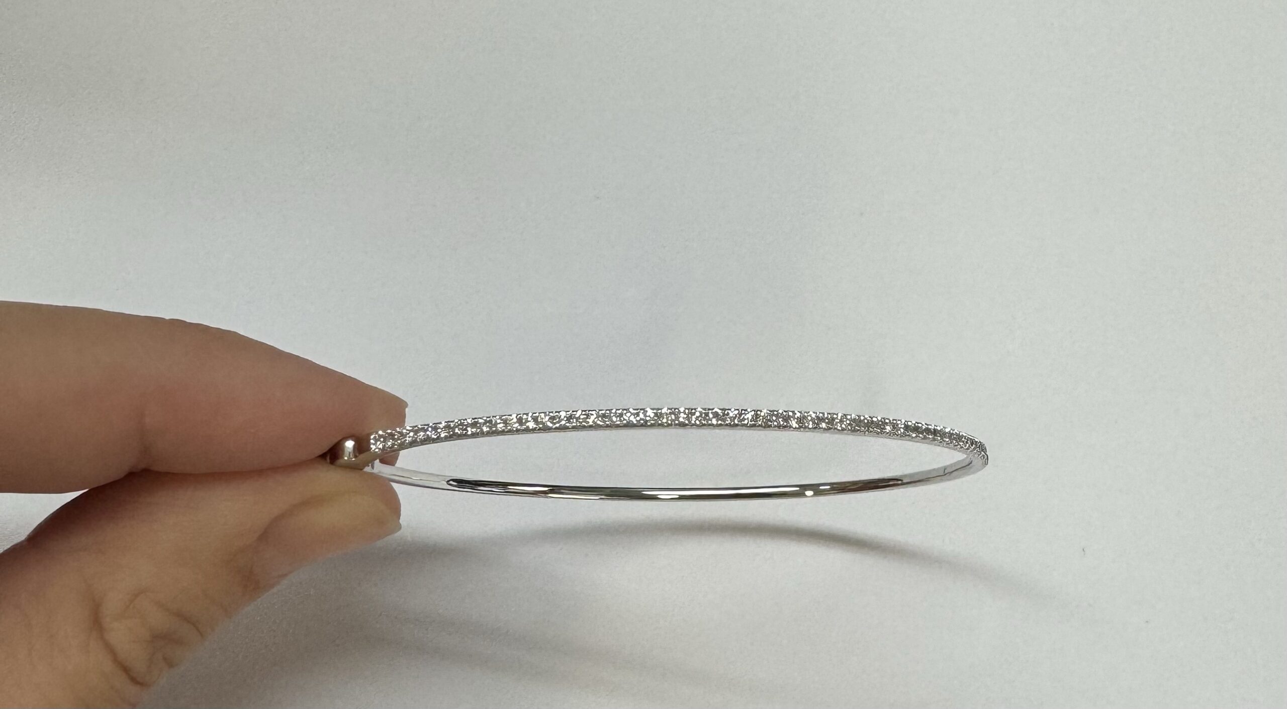 14k White Gold Genuine .39 Cttw Round Brilliant Cut Diamond Bangle Bracelet - Image 17