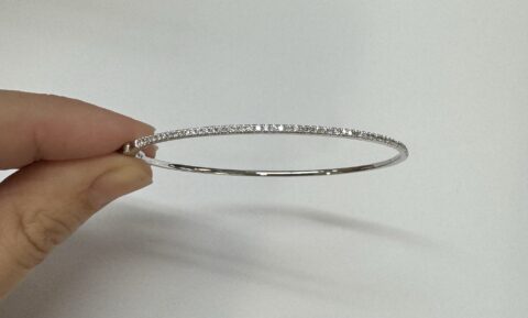 14k White Gold Genuine .39 Cttw Round Brilliant Cut Diamond Bangle Bracelet