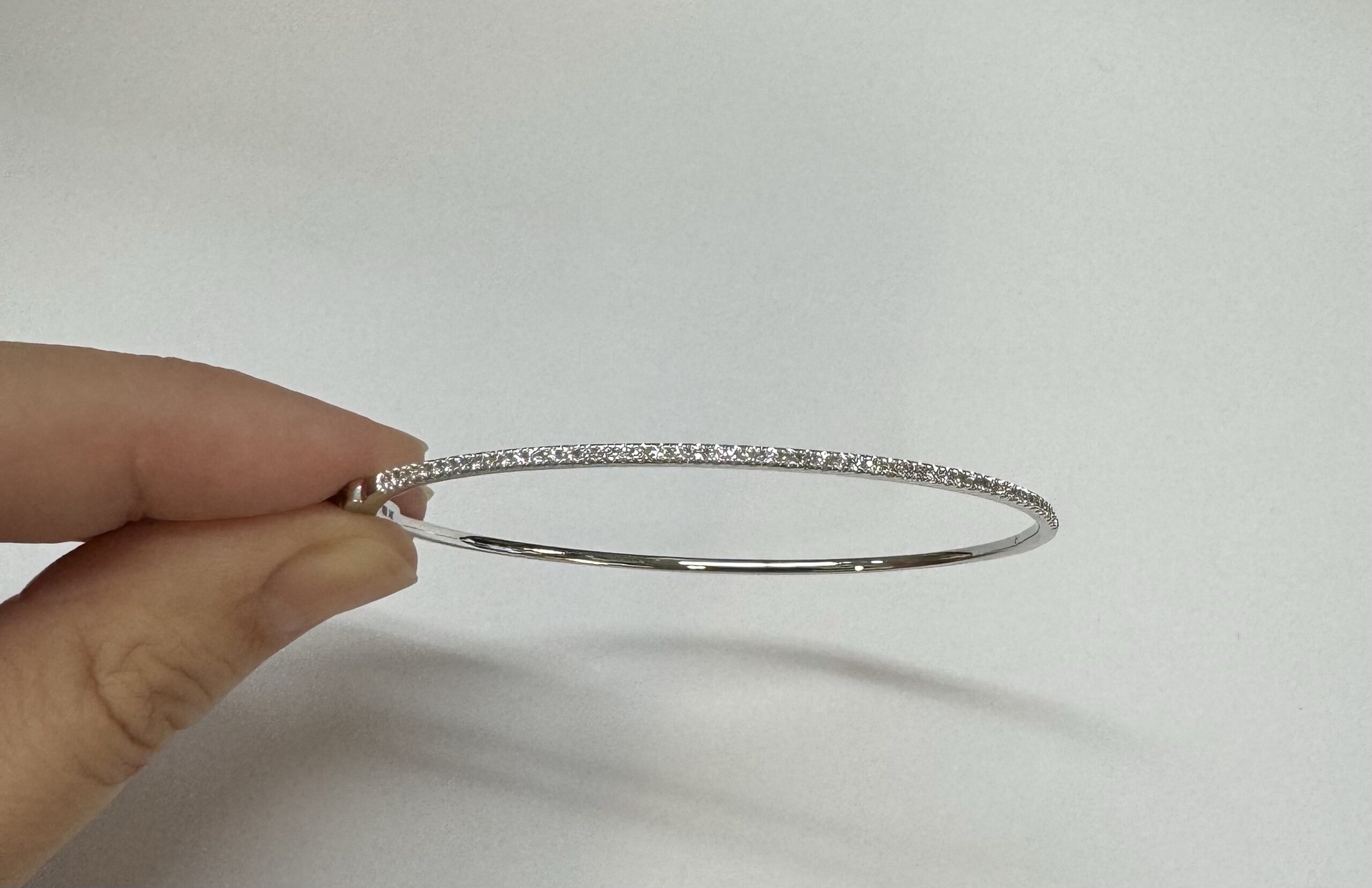 14k White Gold Genuine .39 Cttw Round Brilliant Cut Diamond Bangle Bracelet - Image 5