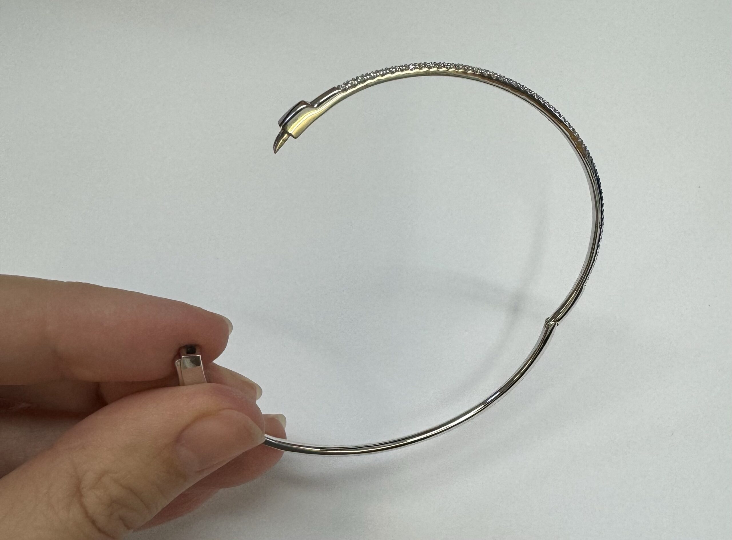 14k White Gold Genuine .39 Cttw Round Brilliant Cut Diamond Bangle Bracelet - Image 9