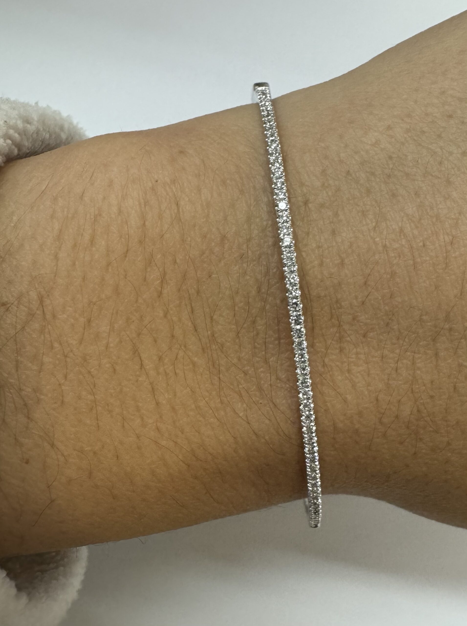 14k White Gold Genuine .39 Cttw Round Brilliant Cut Diamond Bangle Bracelet - Image 12