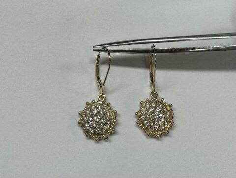 18k Yellow Gold Genuine 1.50 Cttw Round Brilliant Cut Diamond Starburst Motif Lever Back Dangle Earrings