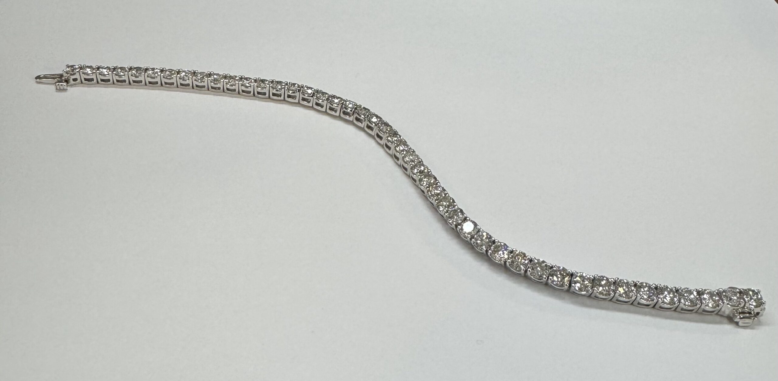 14k White Gold 8.94 Cttw Round Brilliant Cut Diamond Tennis Bracelet - Image 34