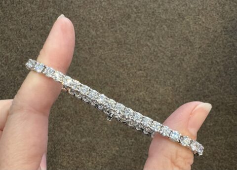 14k White Gold 8.94 Cttw Round Brilliant Cut Diamond Tennis Bracelet
