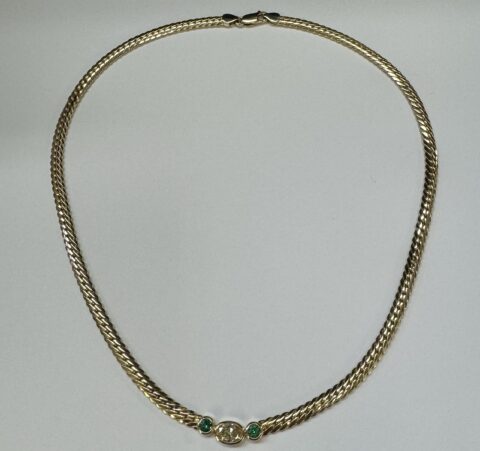 18k Yellow Gold 3/4 Carat Fancy Yellow Diamond & 1/2 Cttw Emerald Bezel Necklace