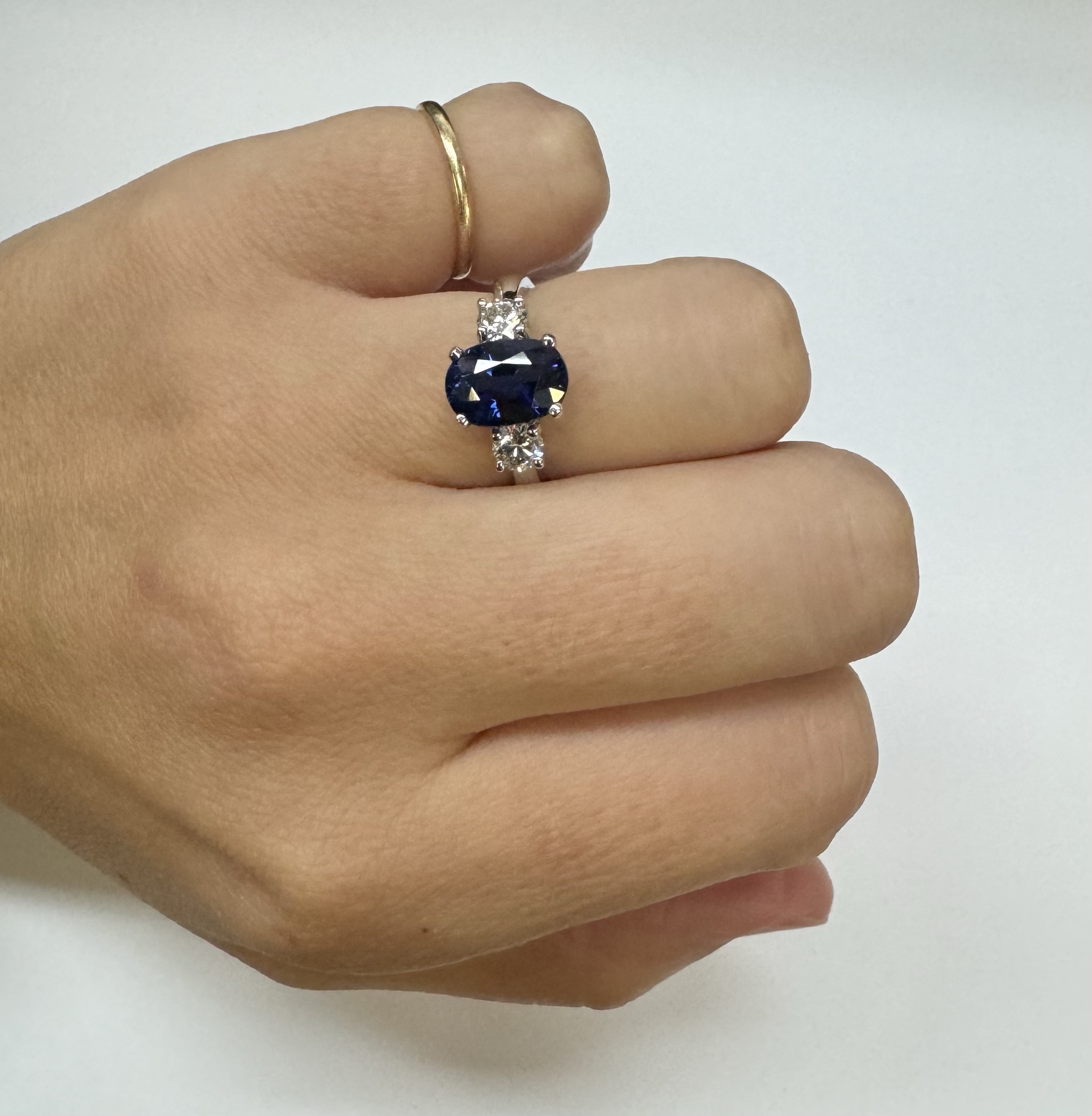 14k White Gold 3.00 Carat Genuine Sapphire & Diamond Ring - Image 6