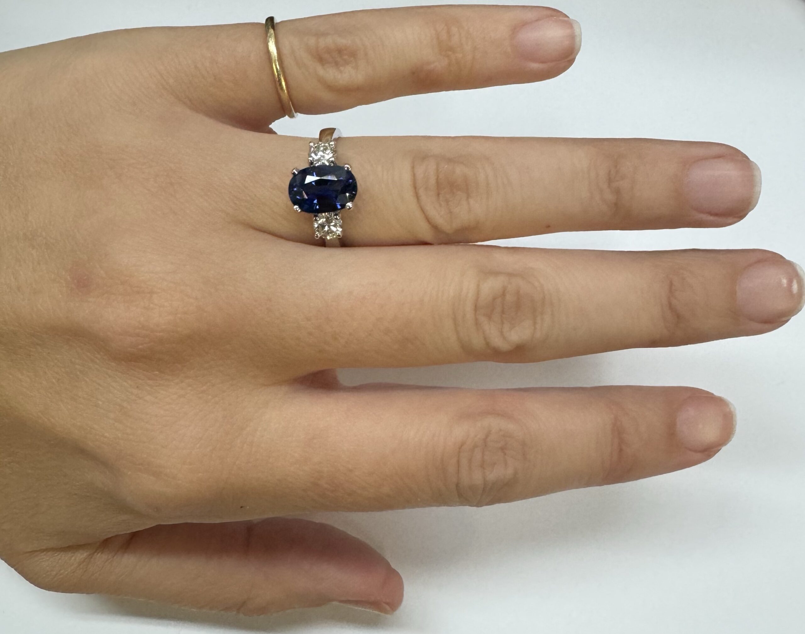 14k White Gold 3.00 Carat Genuine Sapphire & Diamond Ring - Image 7