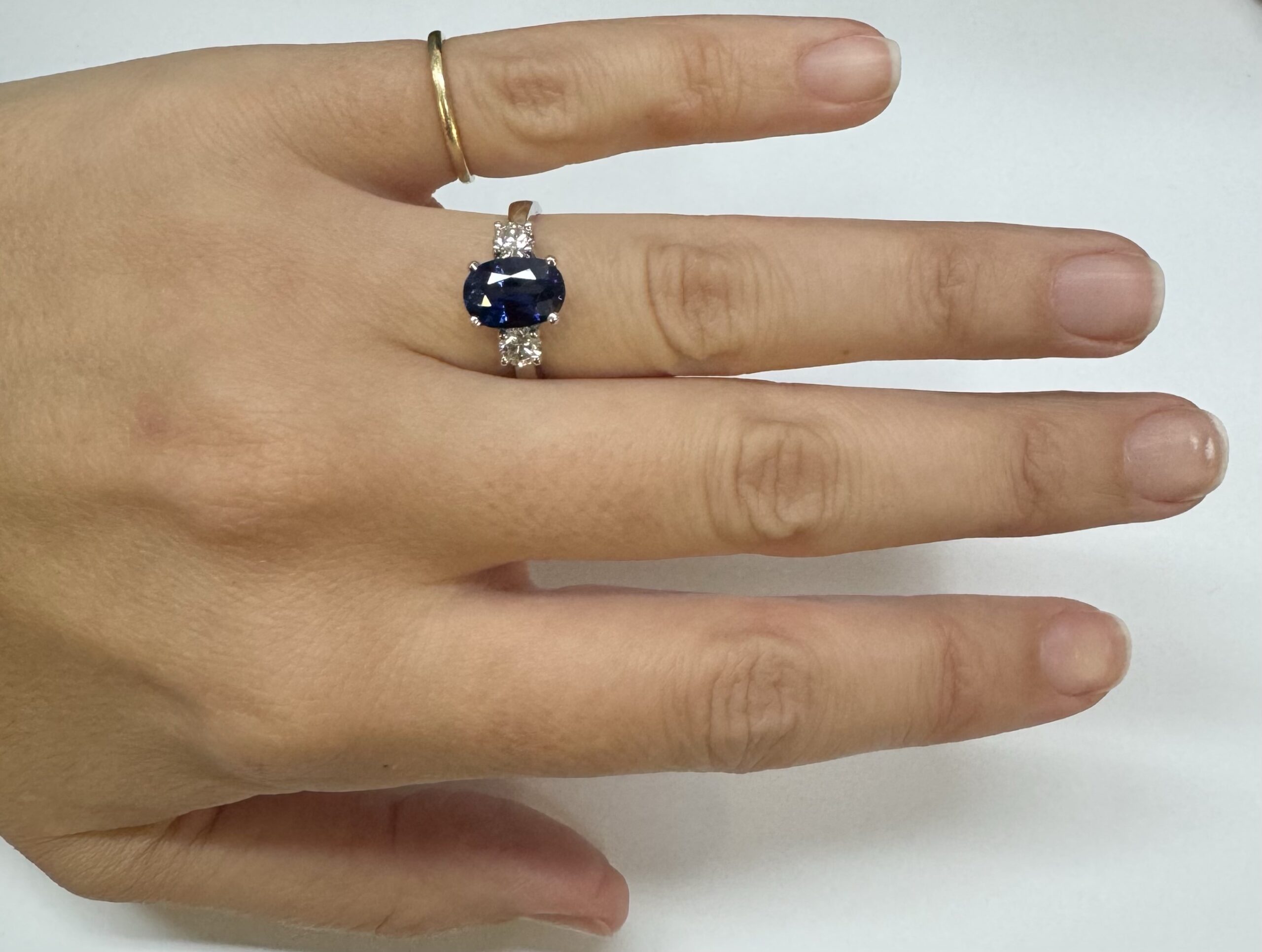 14k White Gold 3.00 Carat Genuine Sapphire & Diamond Ring - Image 8