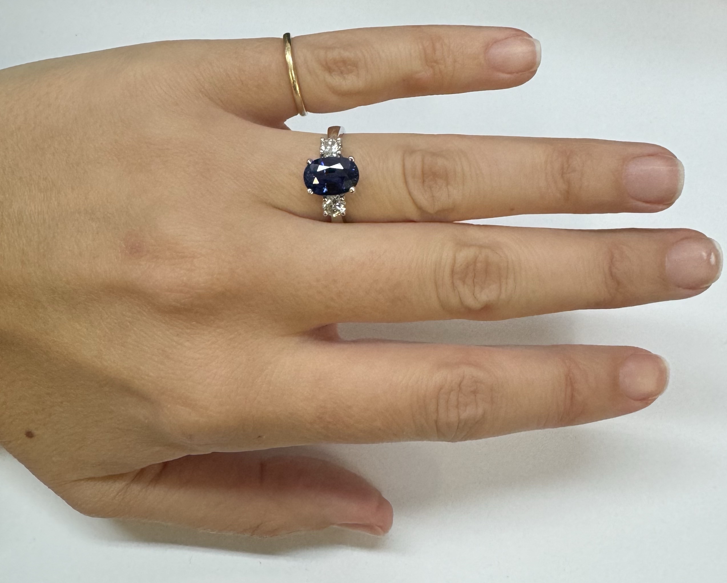 14k White Gold 3.00 Carat Genuine Sapphire & Diamond Ring - Image 9