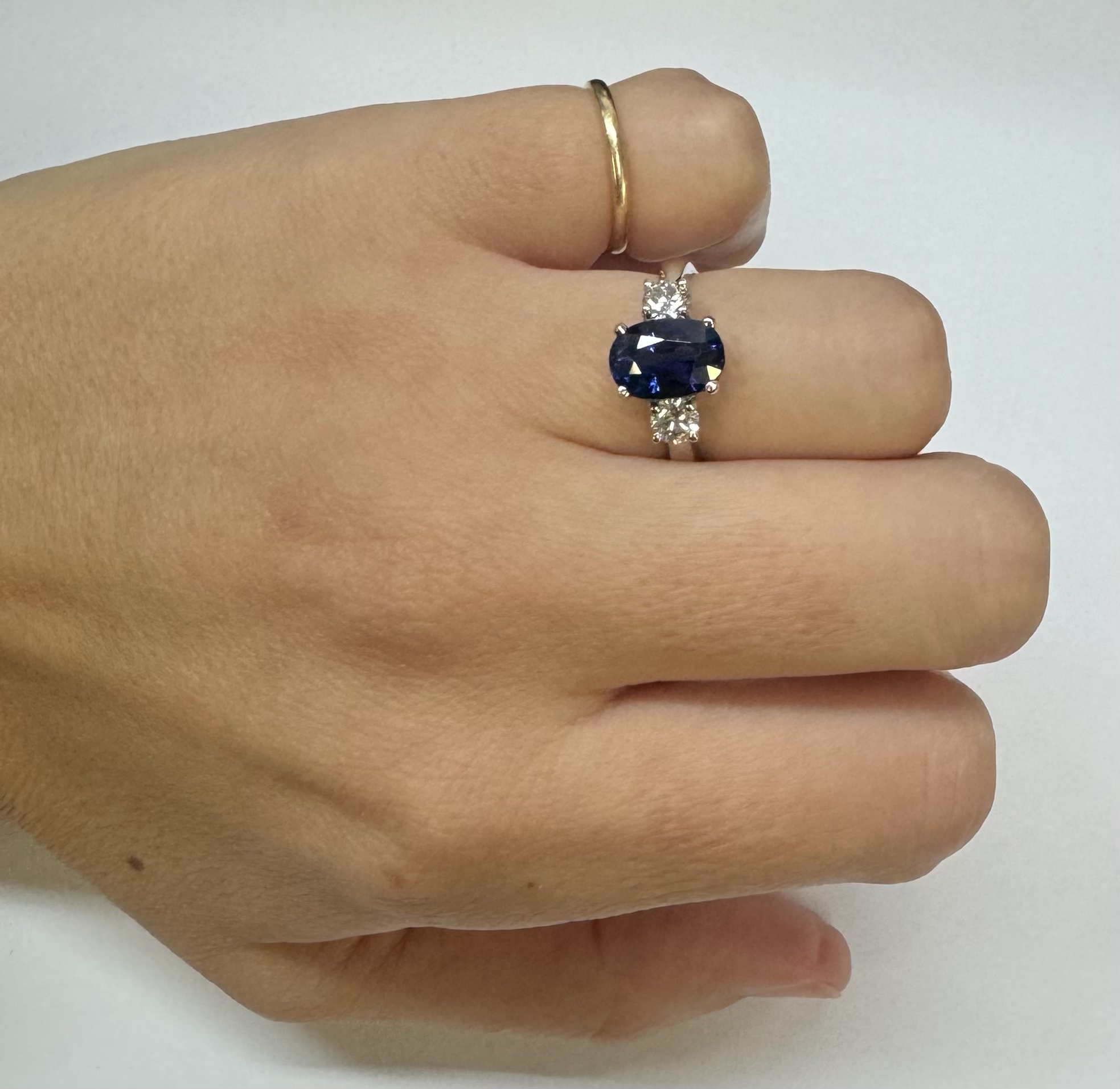 14k White Gold 3.00 Carat Genuine Sapphire & Diamond Ring - Image 10